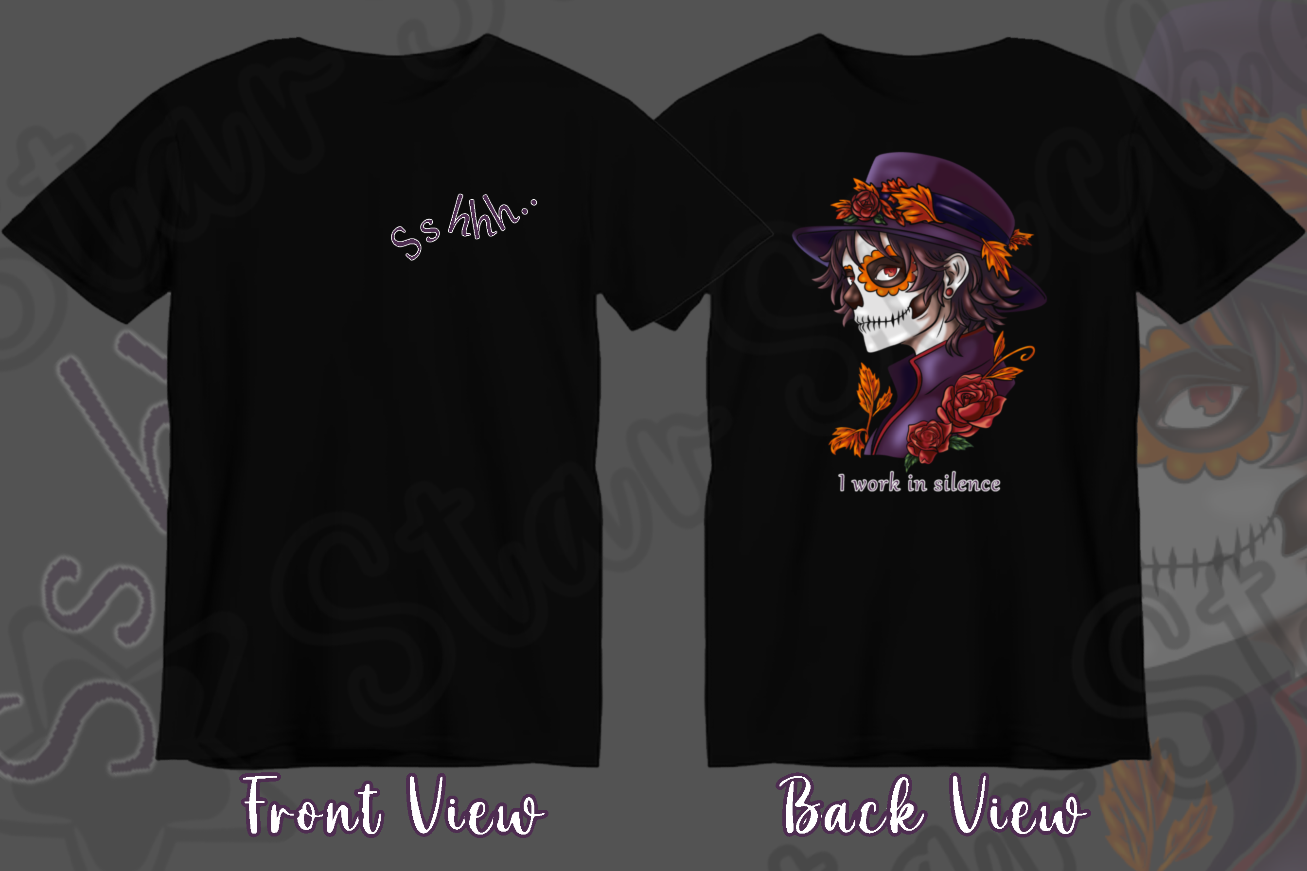 Sshhh.. I work in silence Dark Gothic Graphic T-Shirt