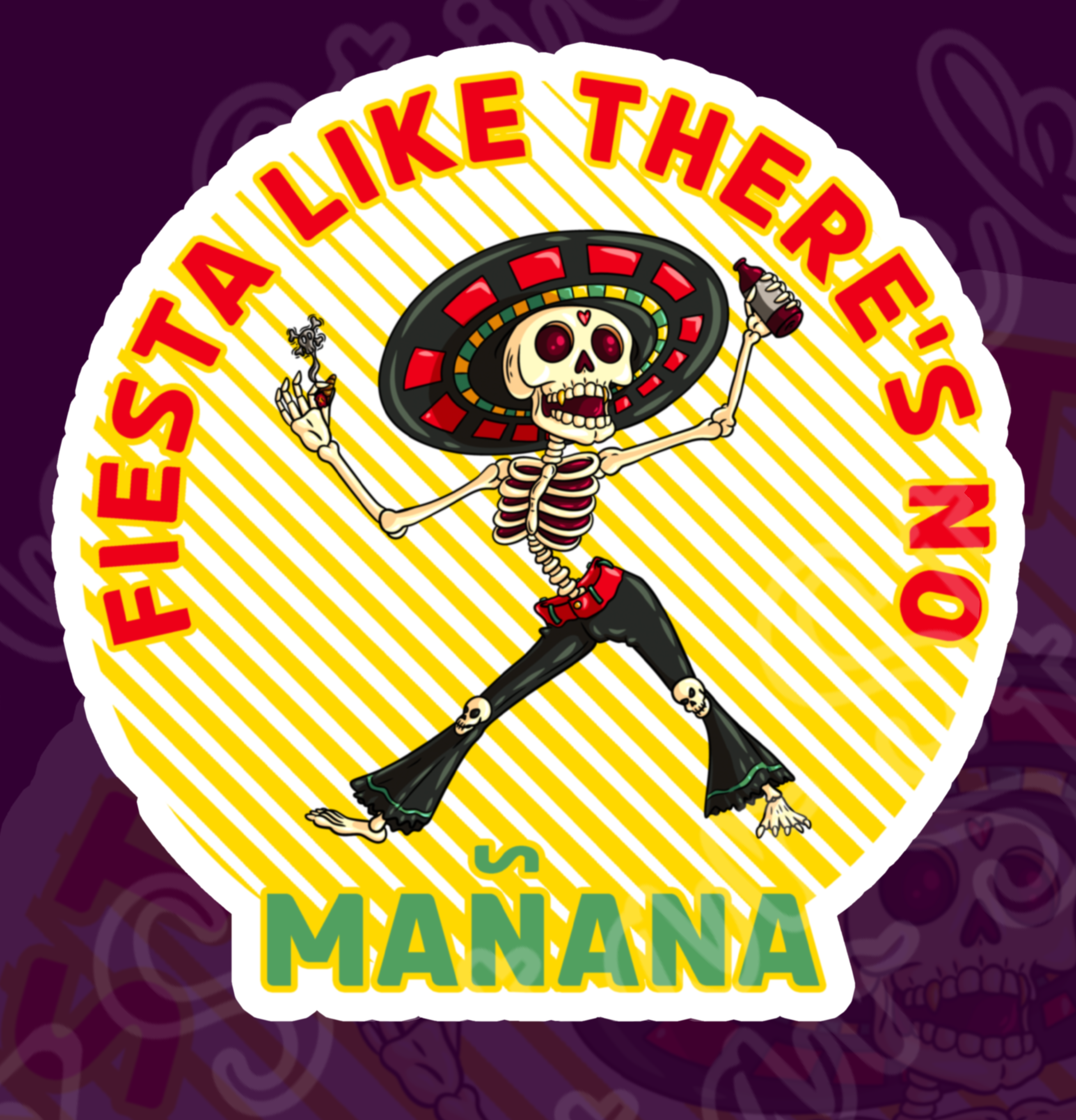 Fiesta Like There's No Tomorrow Single Sticker 2.5 x 2.5