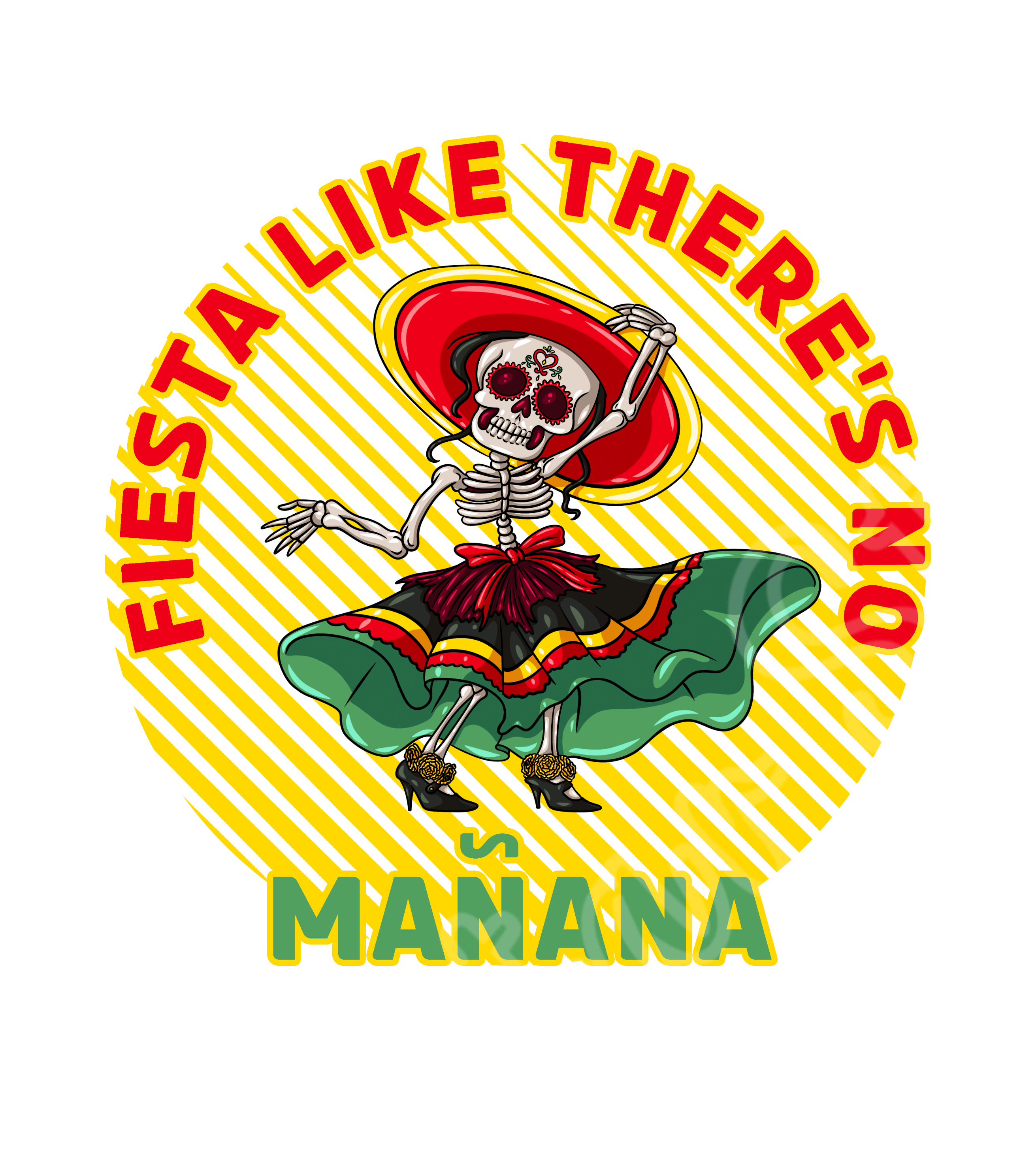 Fiesta Like There's No Mañana single sticker 2.5" x 2.5" (yellow version)