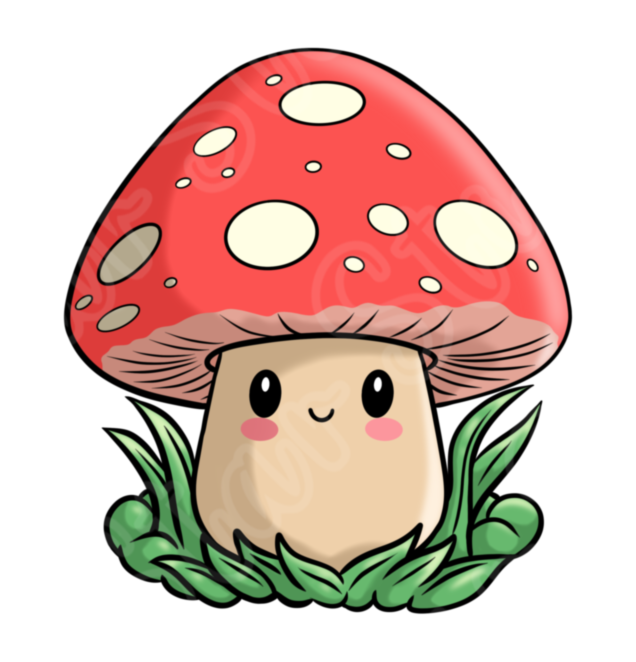 Cute Red Mushroom Sticker 2.5" x 2.2"