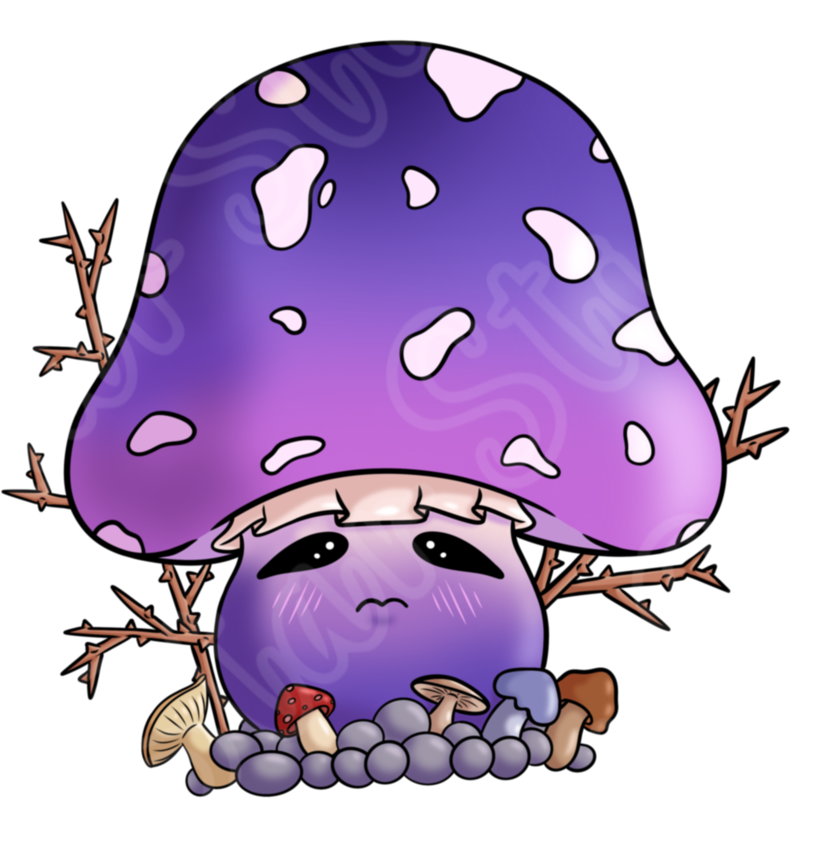Cute Purple Mushroom Sticker 2.5 x 2.4"