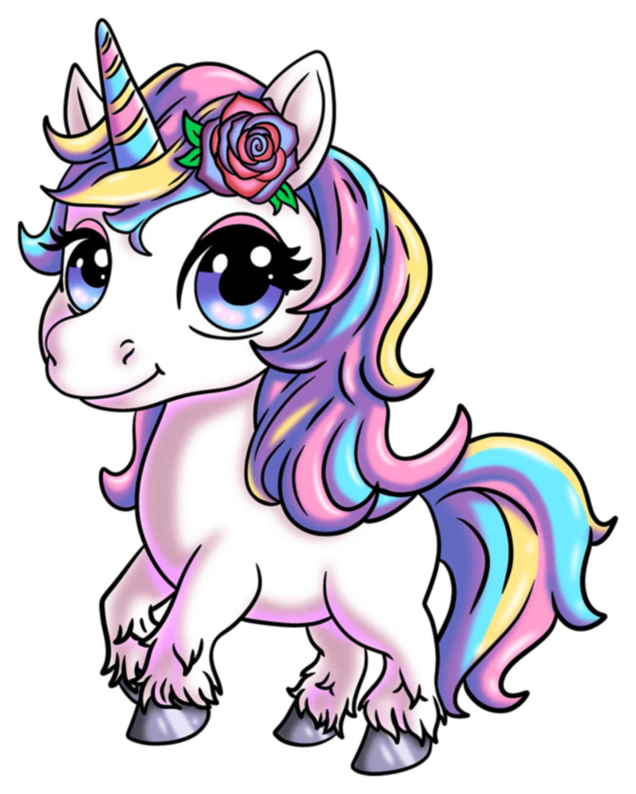 Rainbow Rose Unicorn Sticker