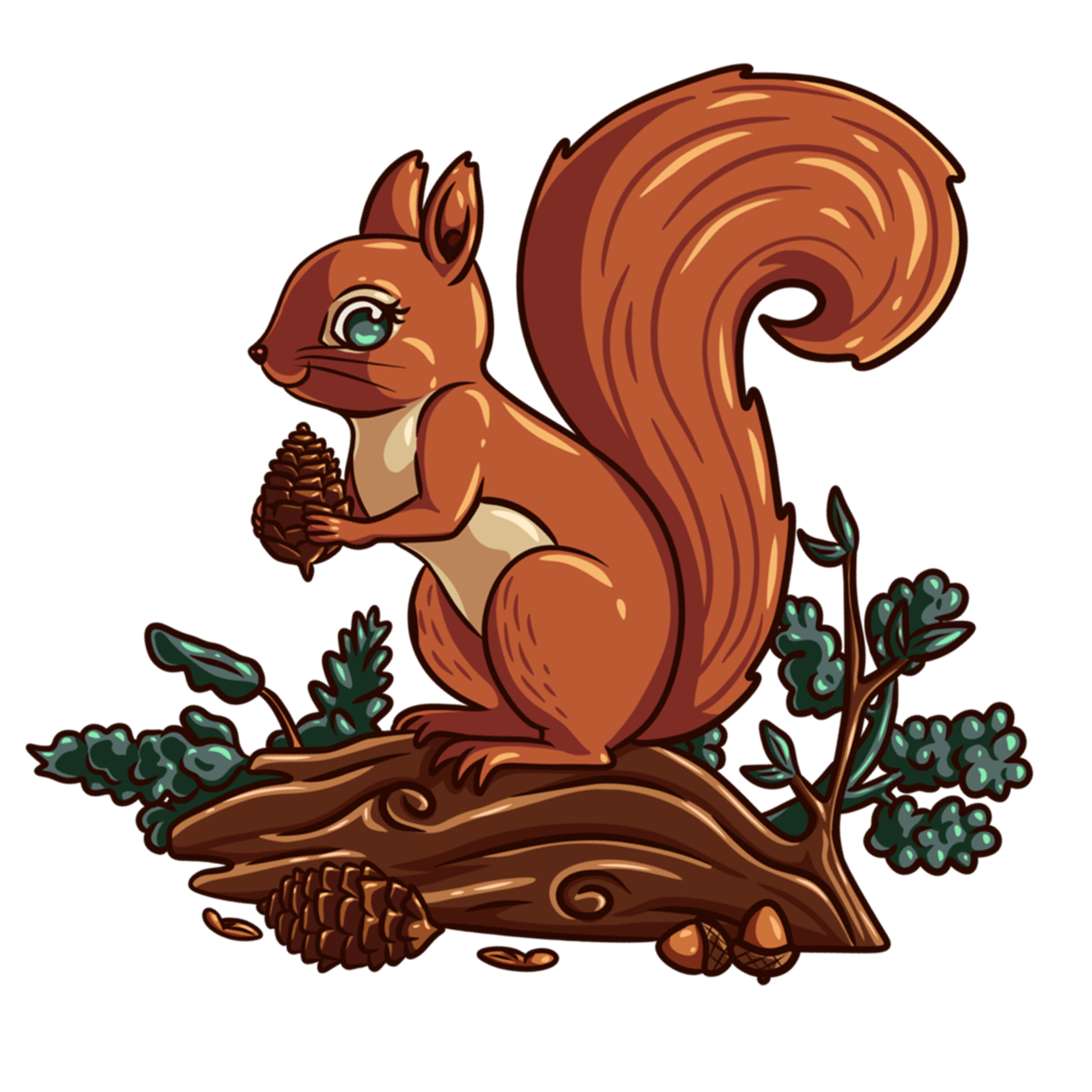 Squirrel On A Stump Decorative Sticker