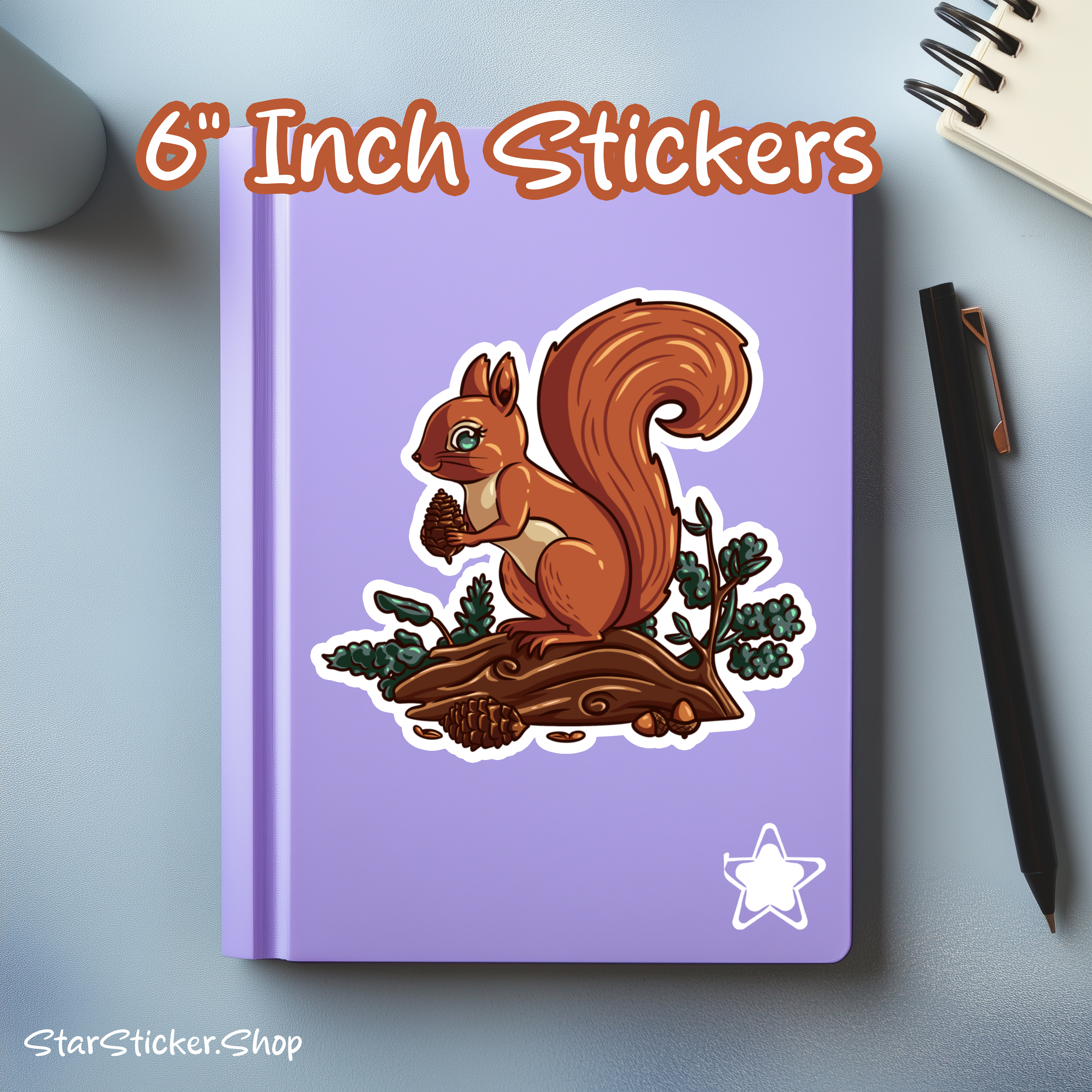 Squirrel On A Stump Decorative Sticker