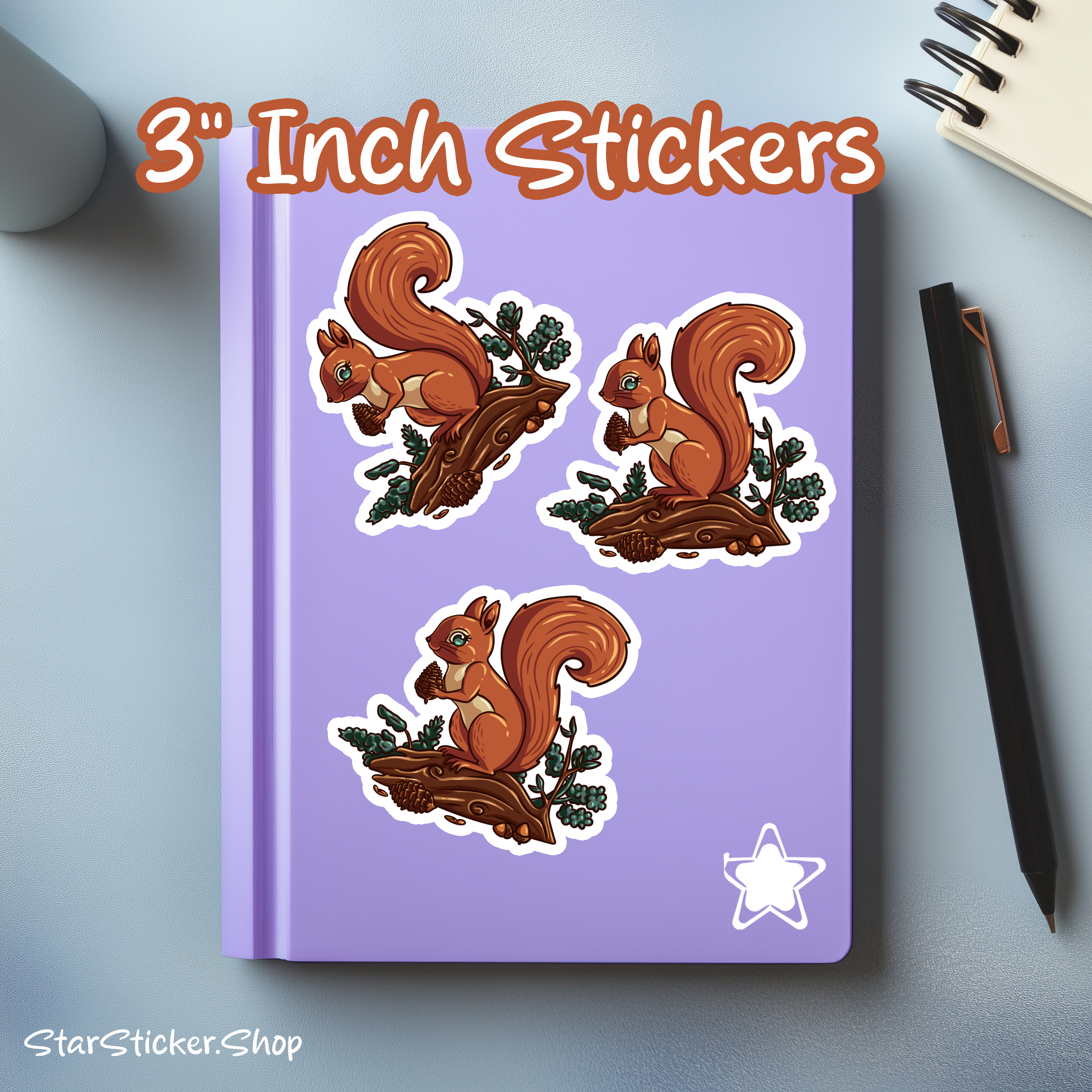 Squirrel On A Stump Decorative Sticker