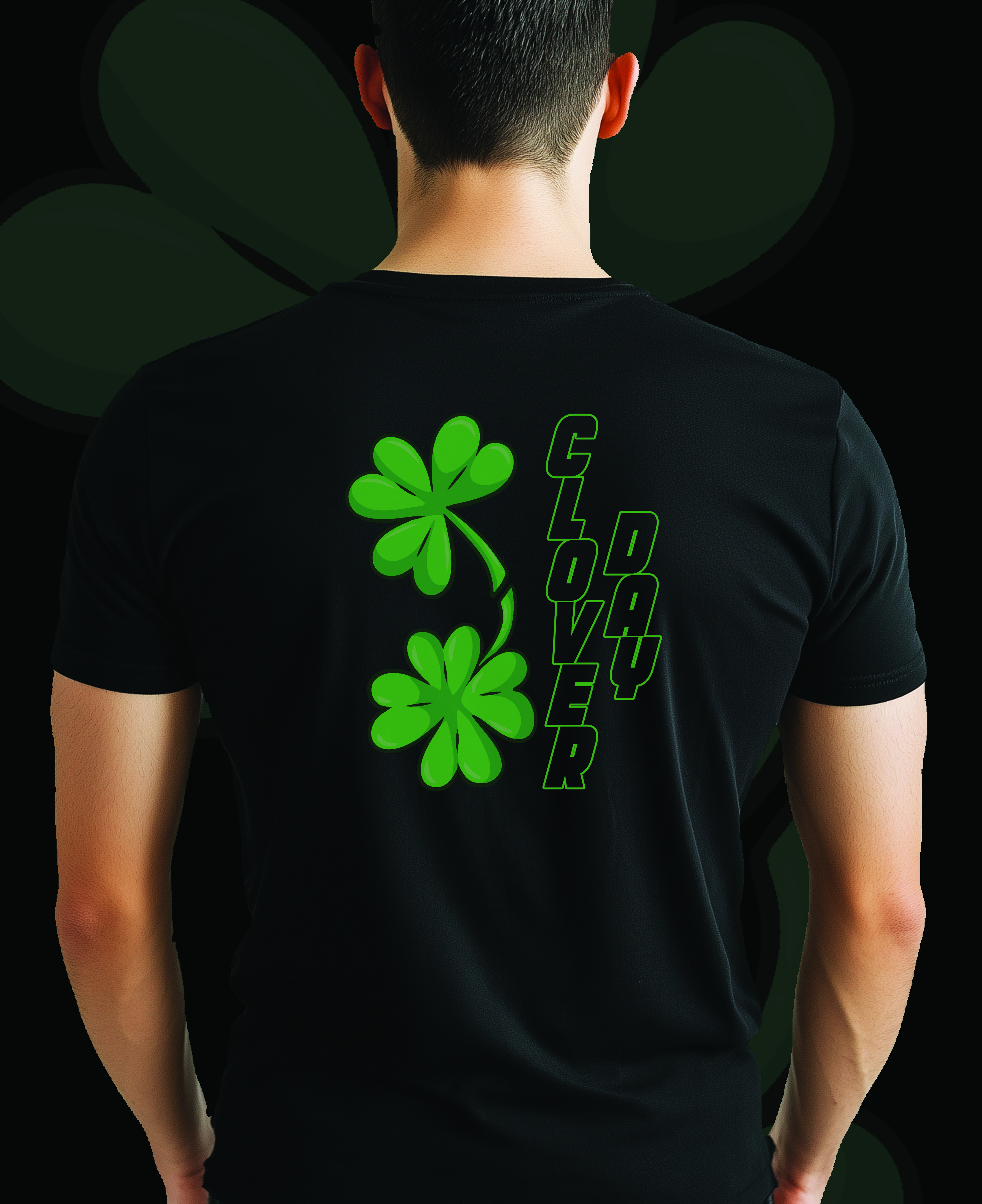 Clover Day T-Shirt Cotton Black Shirt Crewneck