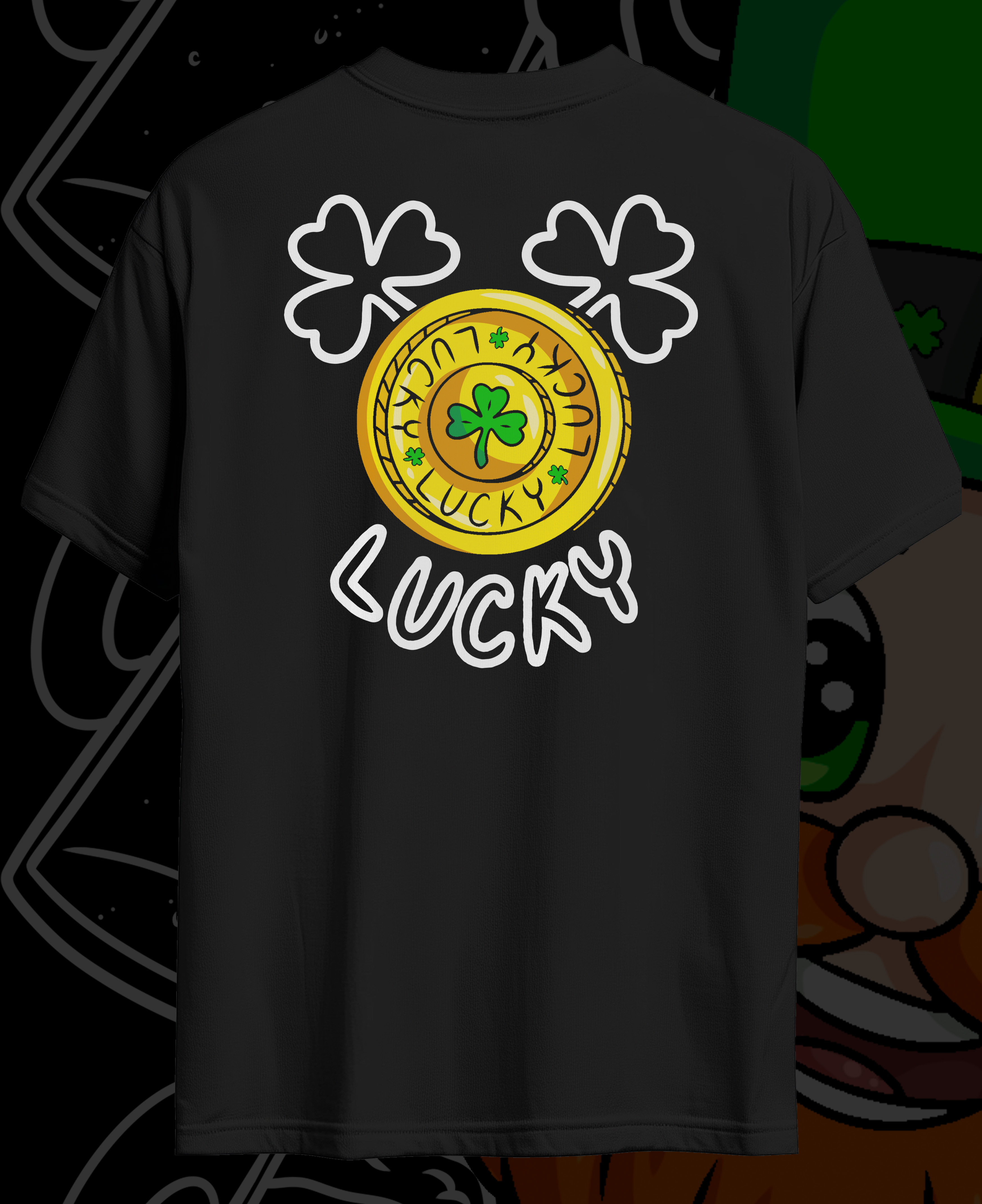 Lucky Coin Graphic Black T Shirt Holiday Saint Patrick's Day Cotton Streetwear & Party