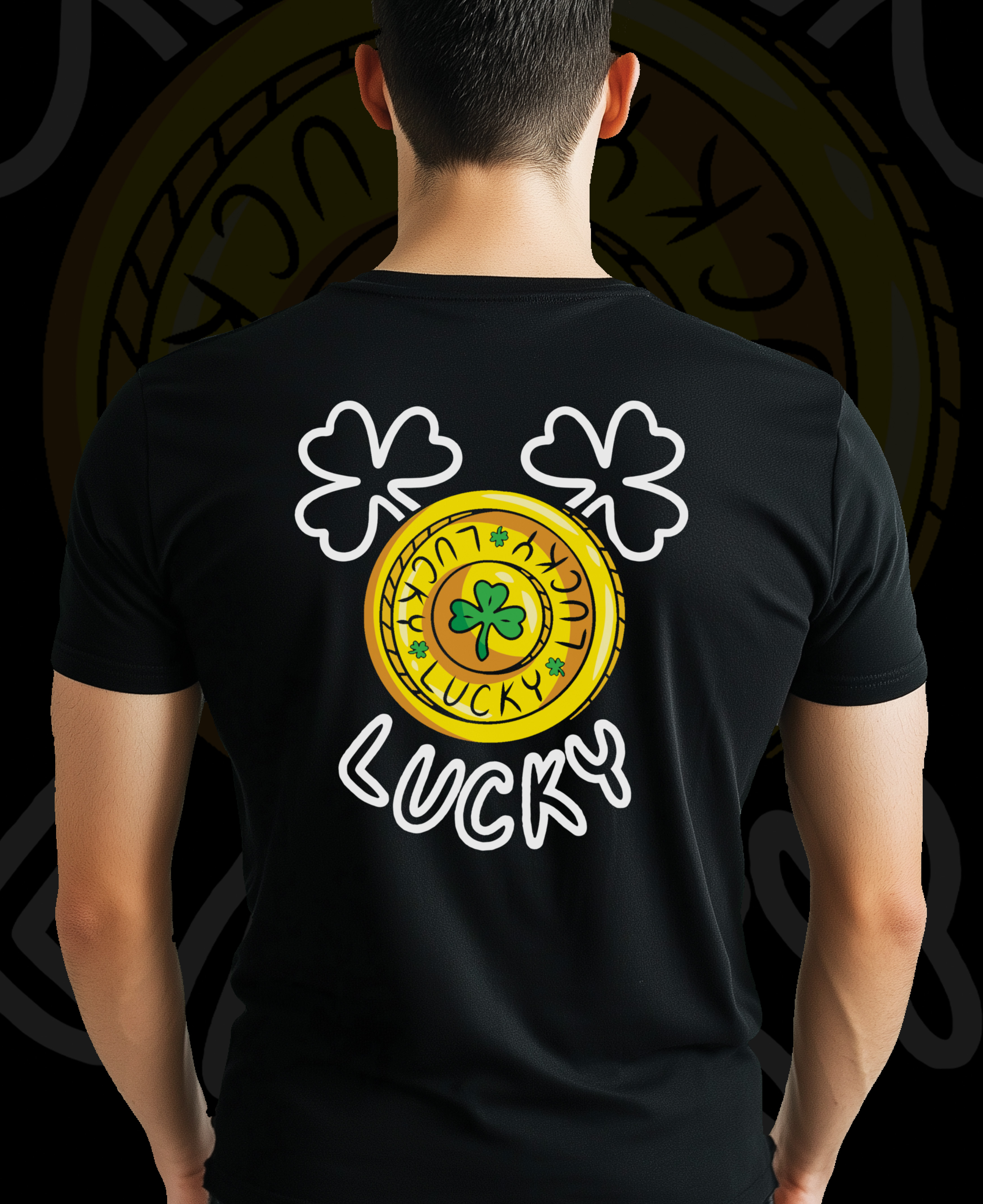 Lucky Coin Graphic Black T Shirt Holiday Saint Patrick's Day Cotton Streetwear & Party