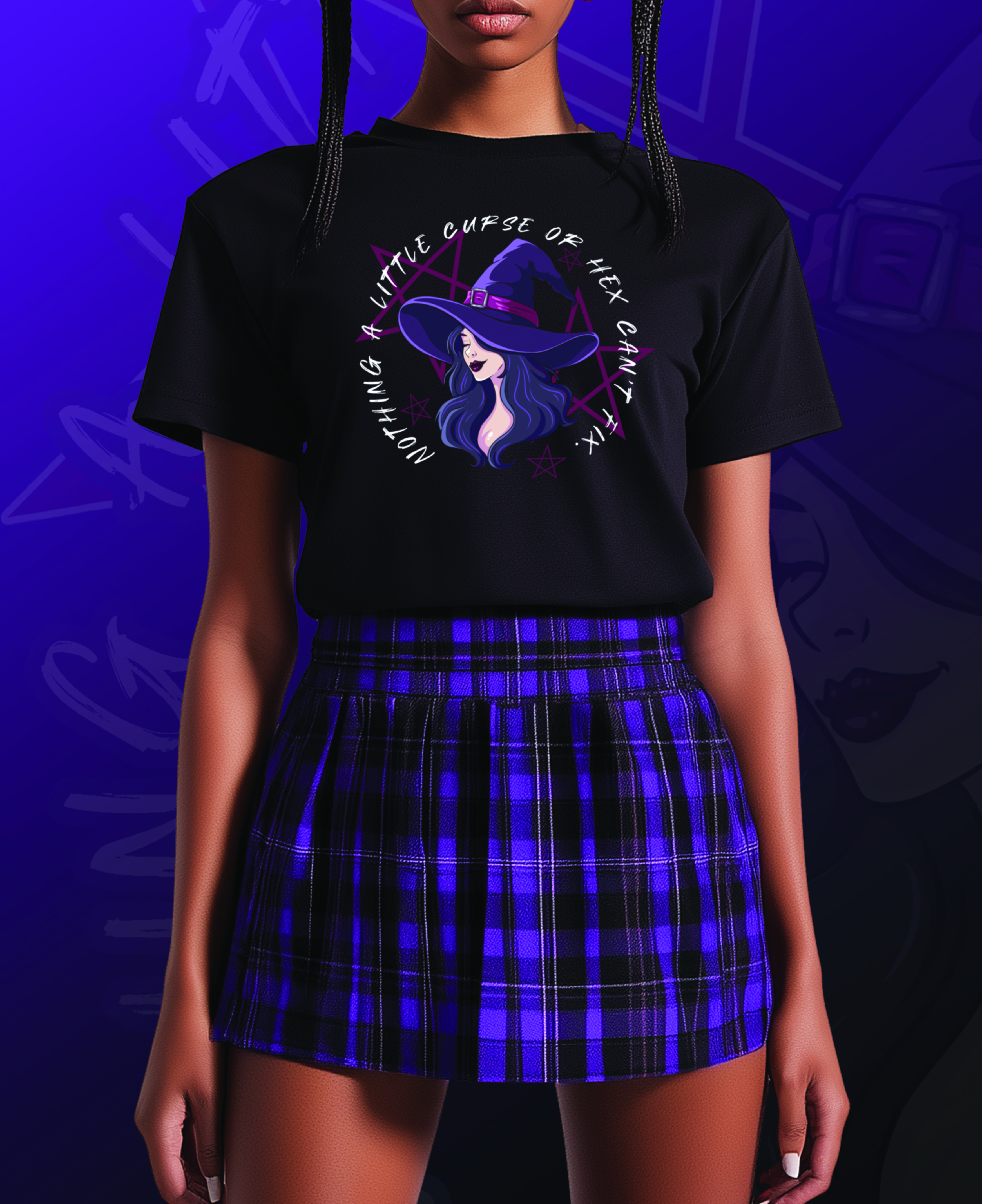 Witch Nothing A Little Hex Or Curse Can't Fix. Black Cotton T Shirt Casual Or Streetwear