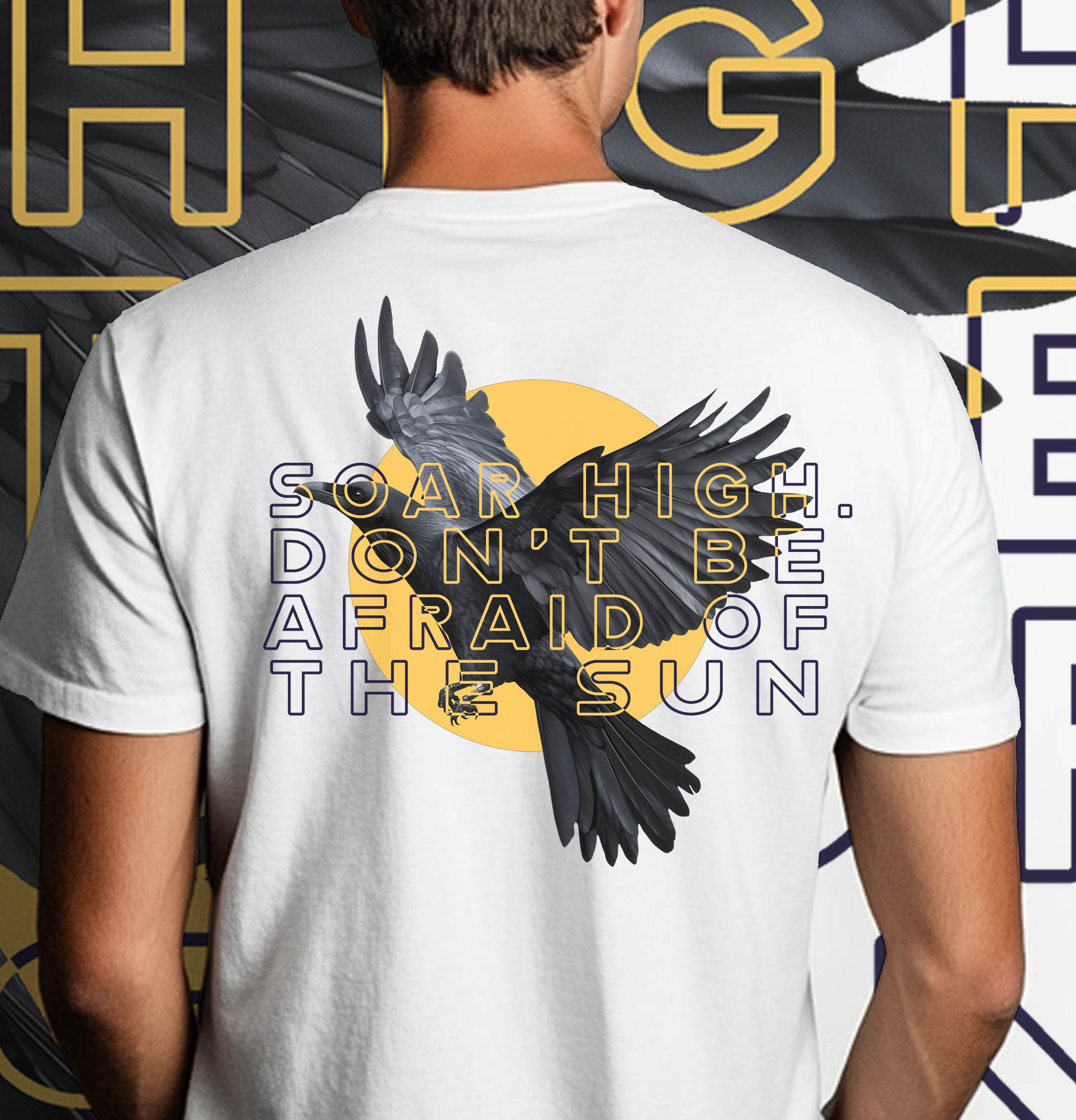 Soar High Don't Be Afraid Of The Sun Raven Crow T shirt Streetwear 