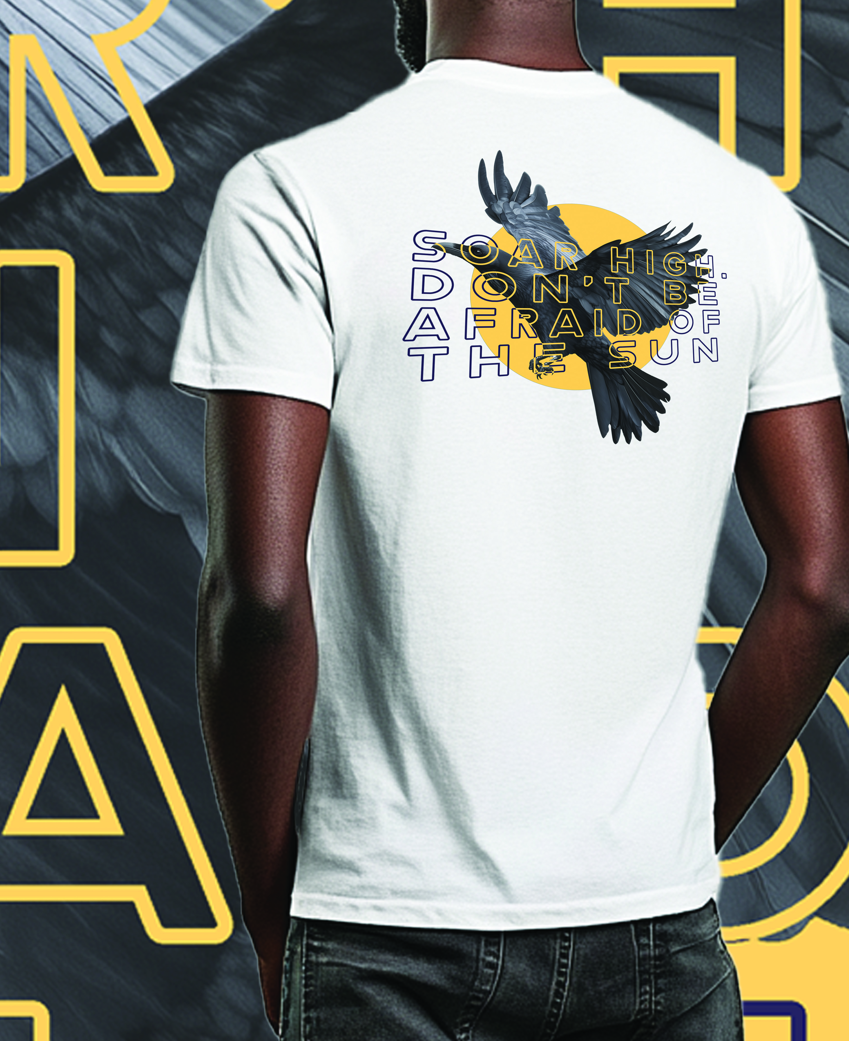 Soar High Don't Be Afraid Of The Sun Raven Crow T shirt Streetwear 