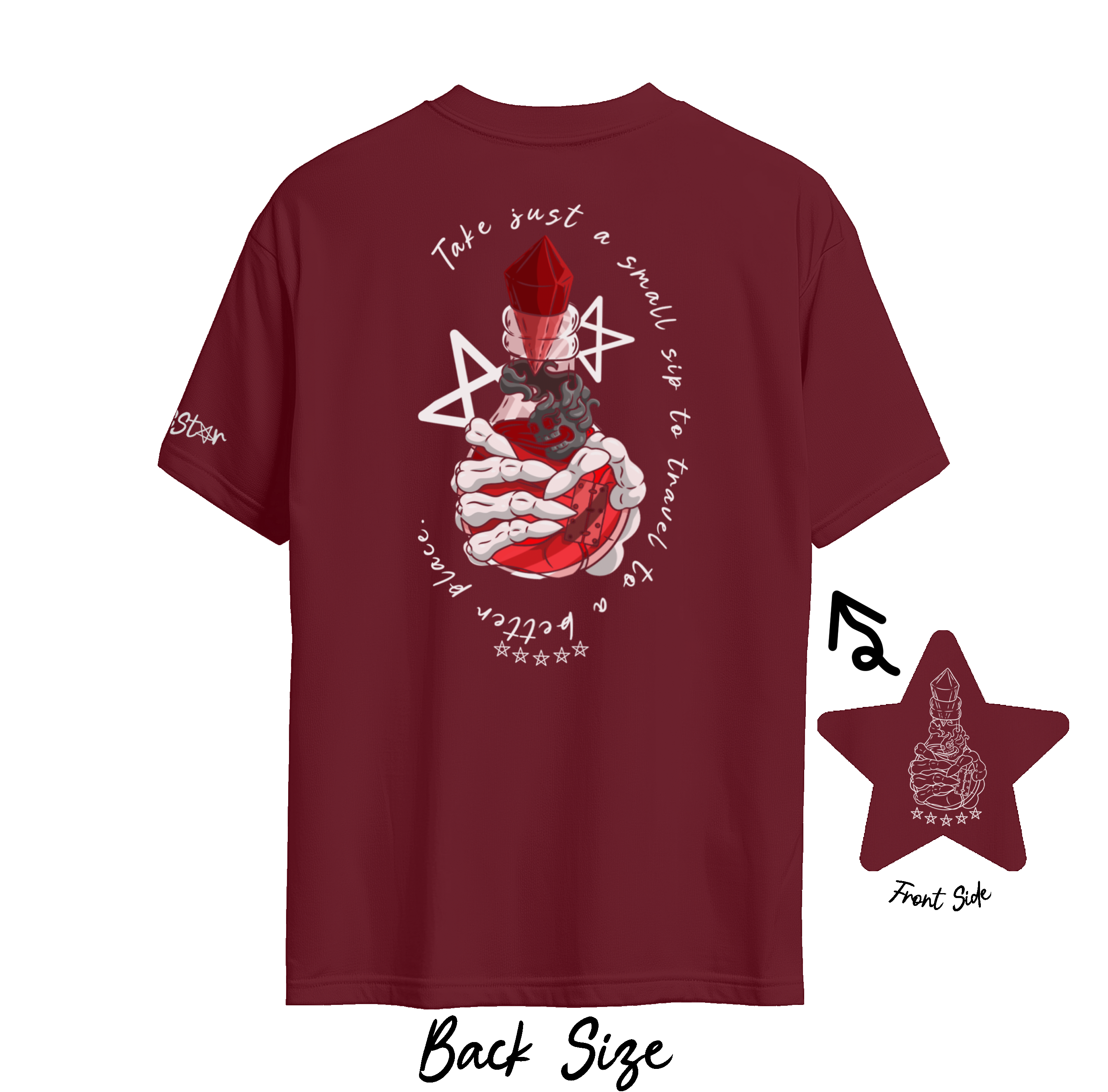Take Just a sip to travel to a better place Tee Shirt Red Potion with Stars