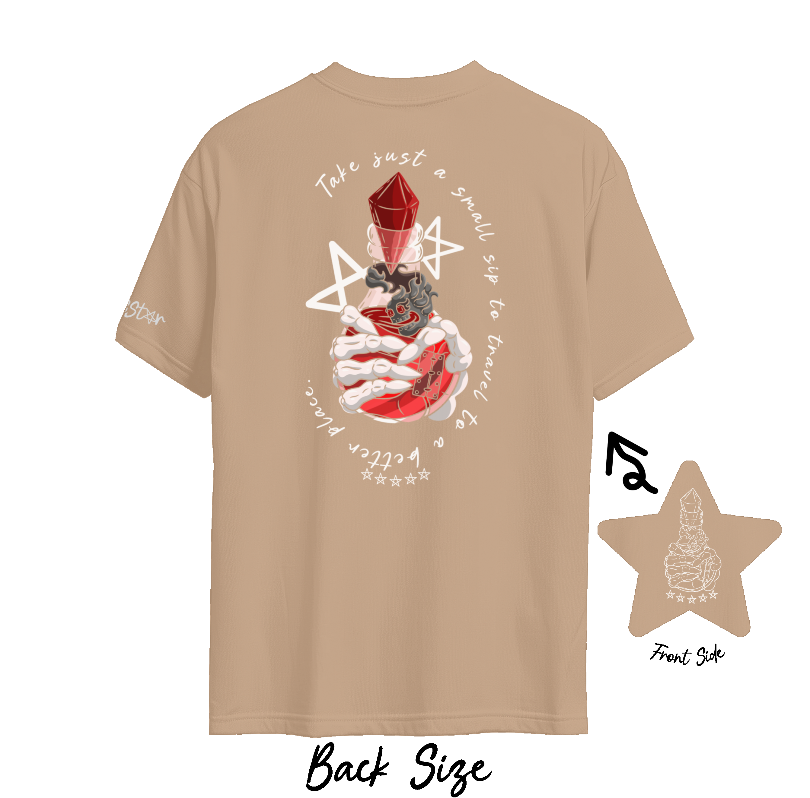 Take Just a sip to travel to a better place Tee Shirt Red Potion with Stars