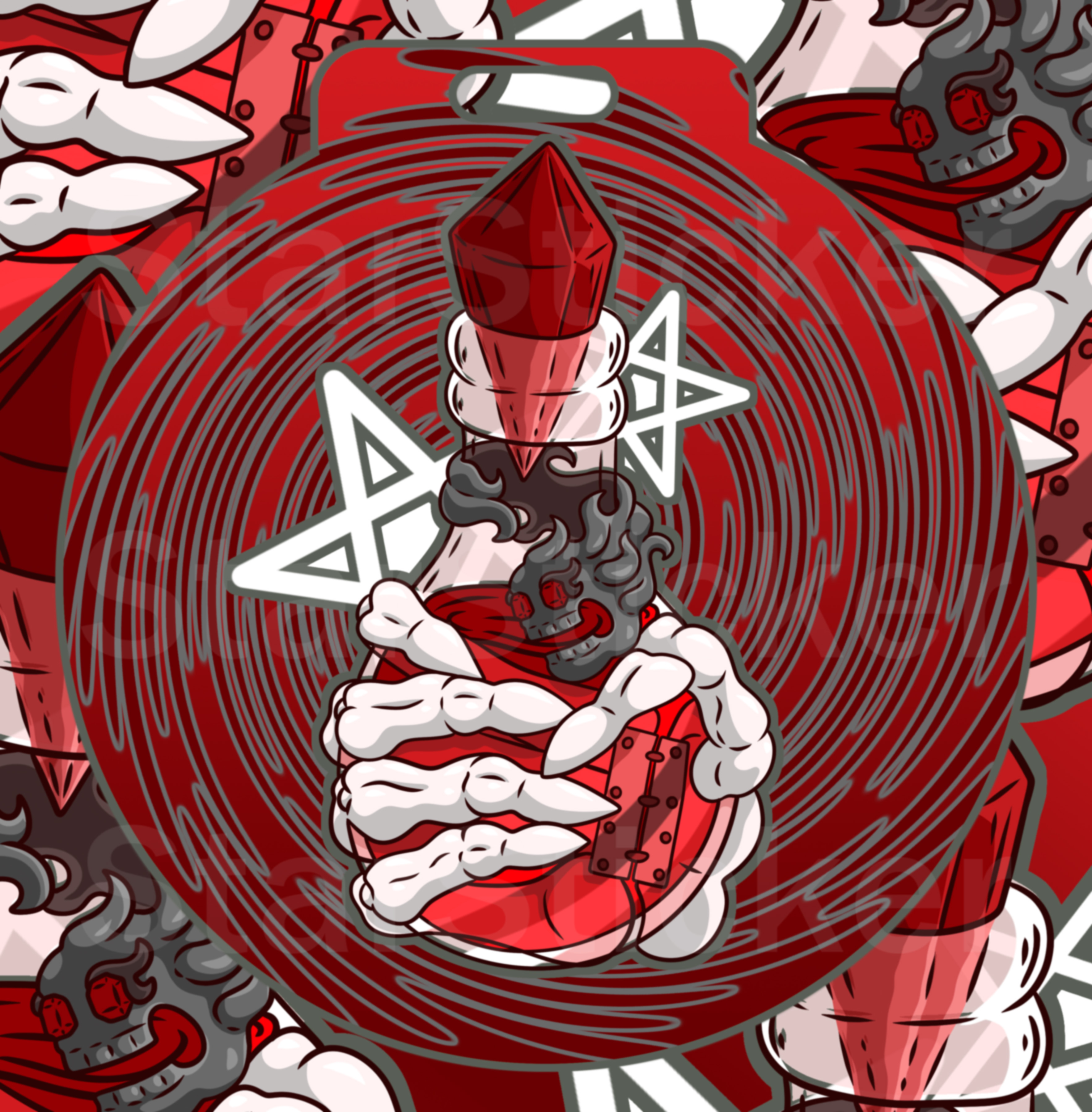 Red Skull Hand Potion Elixer Sticker