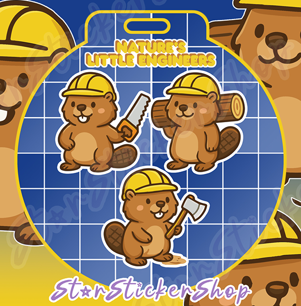 "Hard Hat Havoc" Beaver Stickers