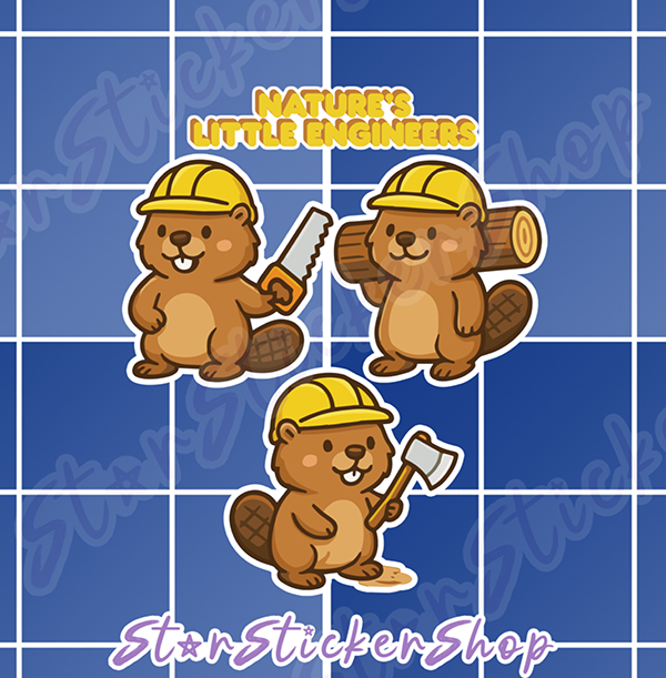 "Hard Hat Havoc" Beaver Stickers