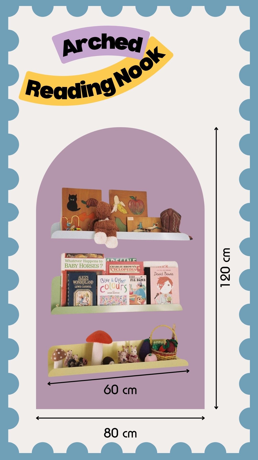 Arched Reading Nook Bundle | مجموعة زاوية القراءة - ستيكر حائط مع ارفف