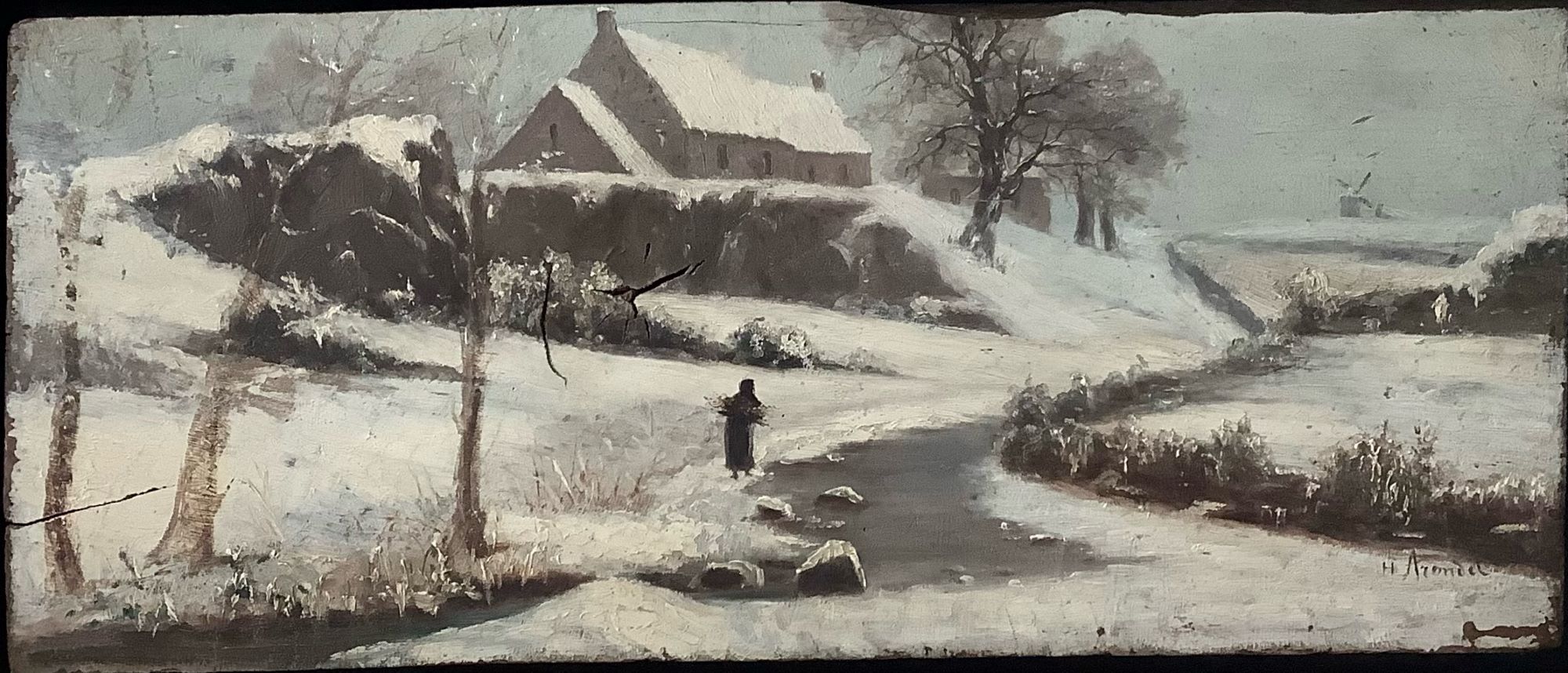 Paysage neigeux d'Henri Arondel (1827-1900). 