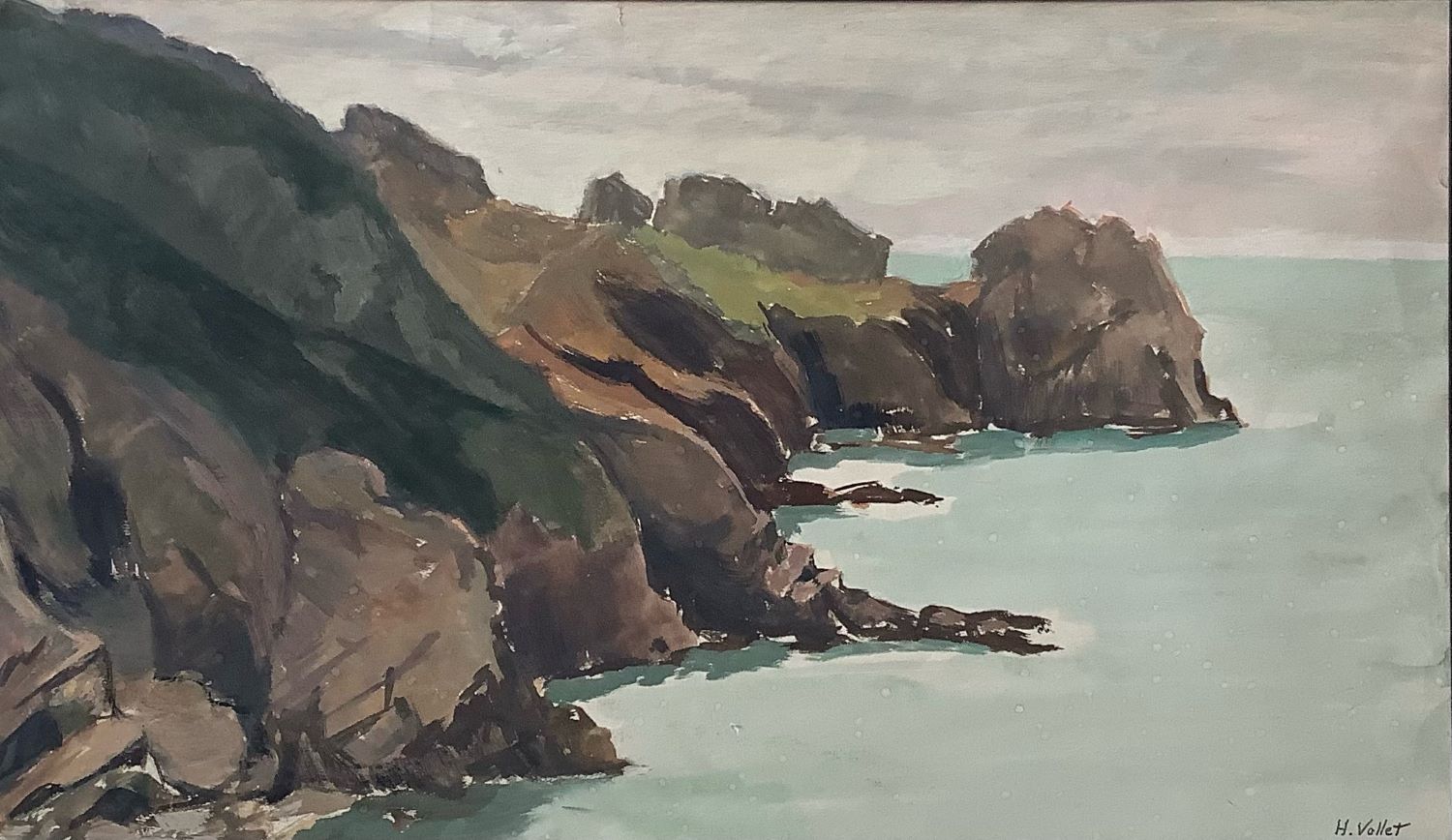 Côte finistérienne par Henri Vollet (1861-1945). Fin XIXème ou début XXème.