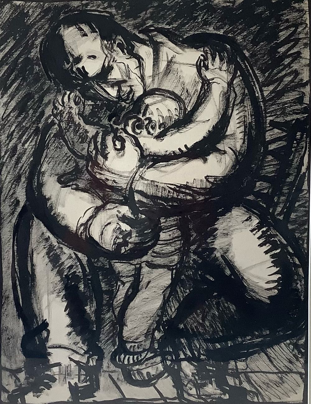 Homme enlaçant un enfant par André Auclair (1893-1976).