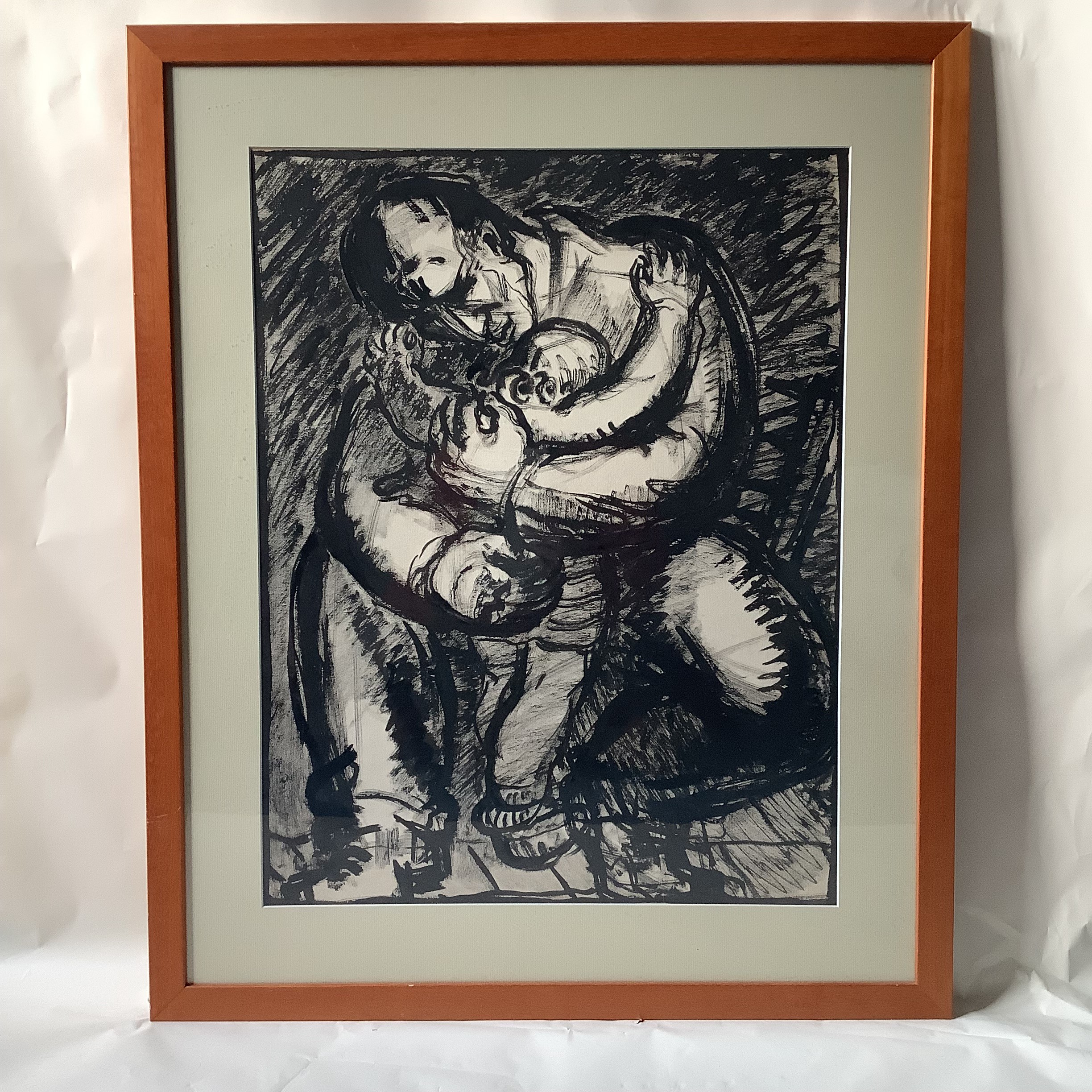 Homme enlaçant un enfant par André Auclair (1893-1976).