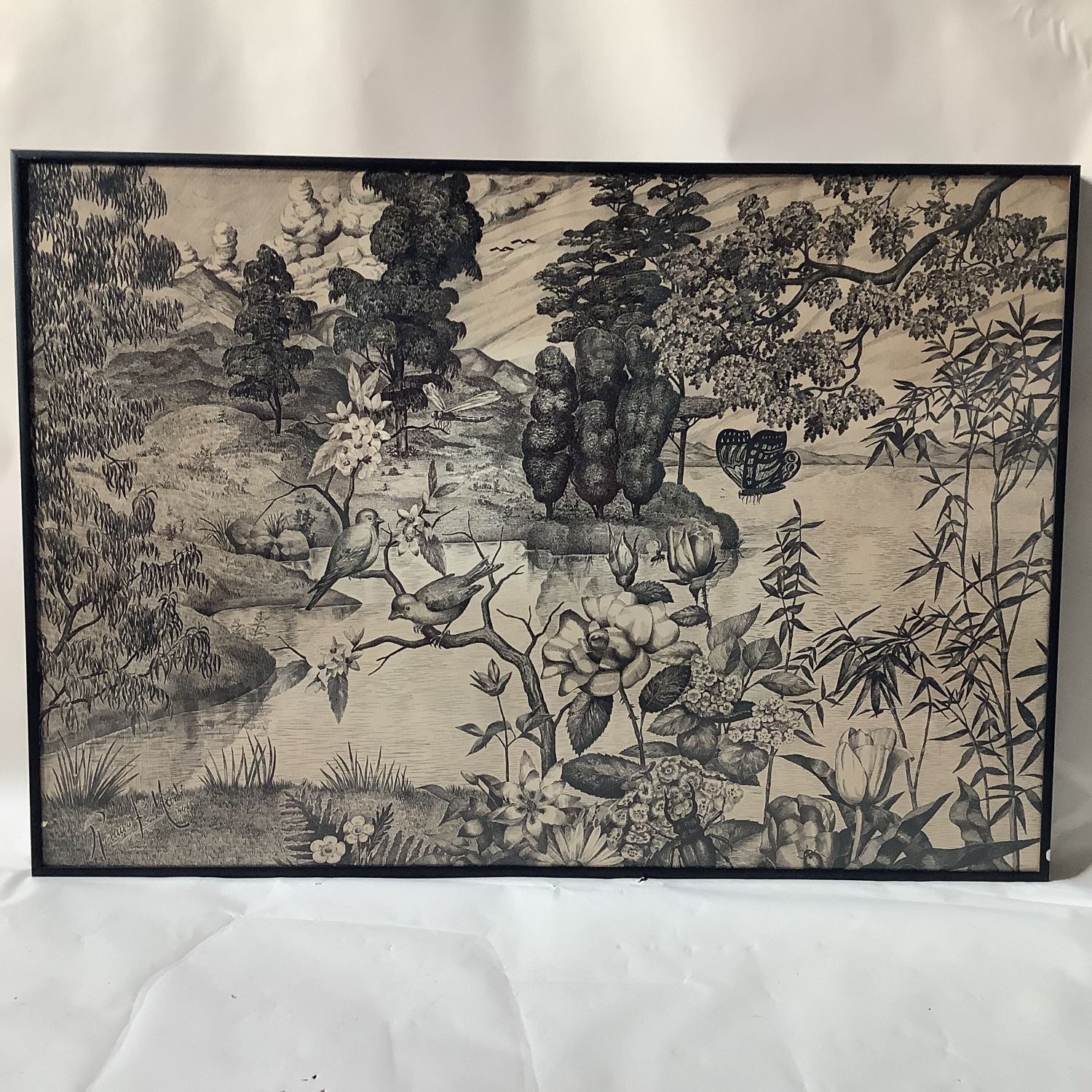 Encre sur papier de Ramon Fernandez Marti (1915-2010) datée de 1945. 47 x 67 cm.