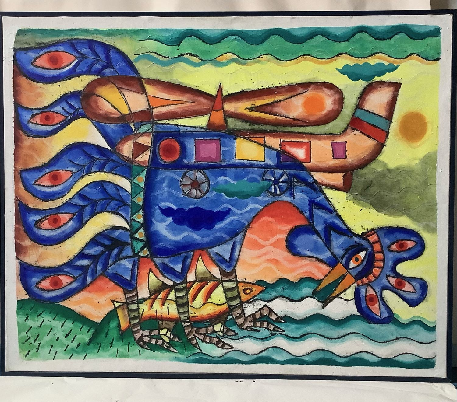 Non signé. Acrylique sur toile. 79 x 98 cm.