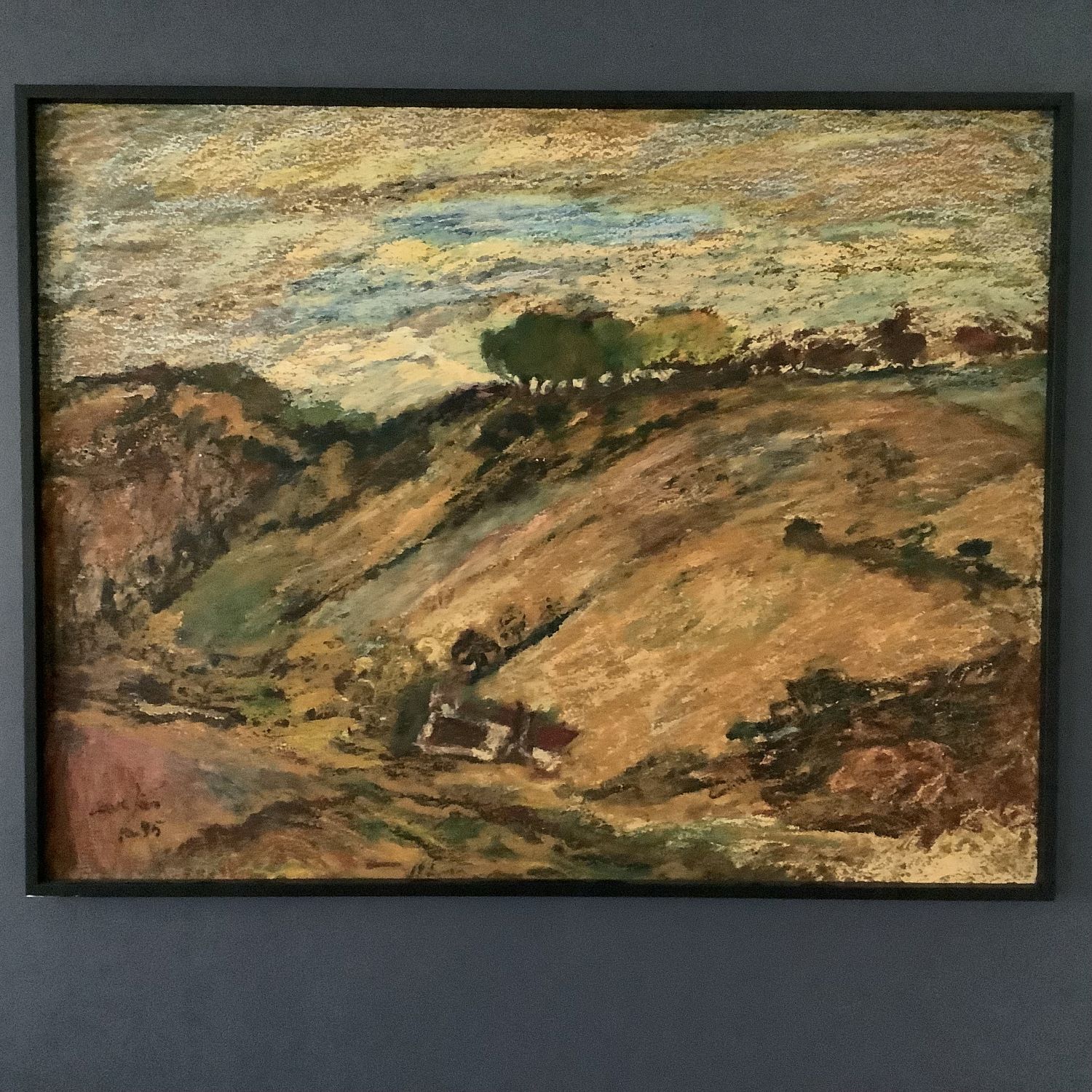 Paysage automnal normand postimpressionniste en grand format de Marcel Cavelier (1918-2004). 