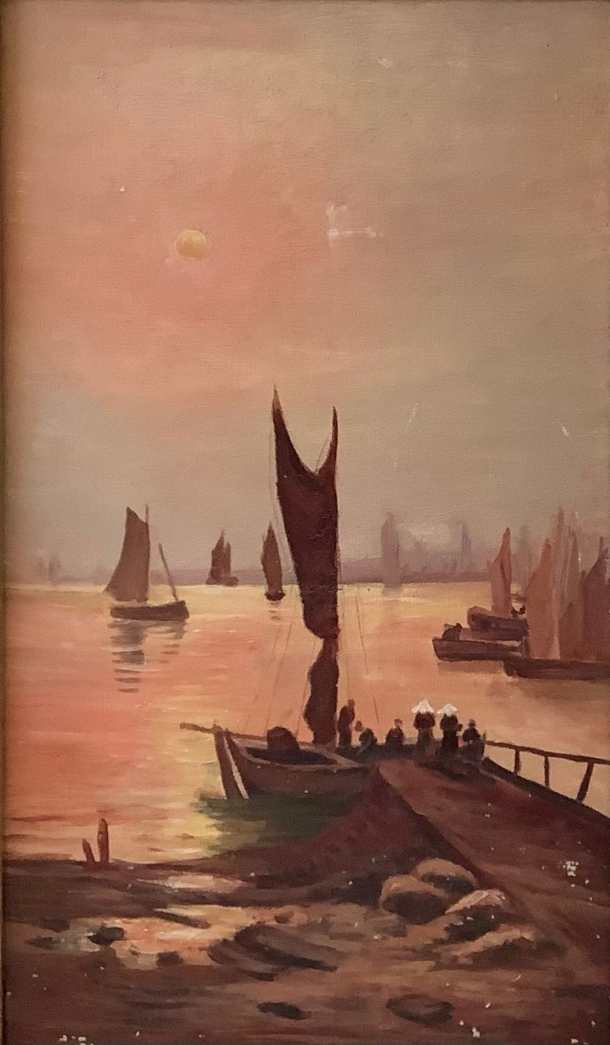 Louis Braquaval (1854-1919). Huile sur toile datée de 1910. 46 x 27 cm.