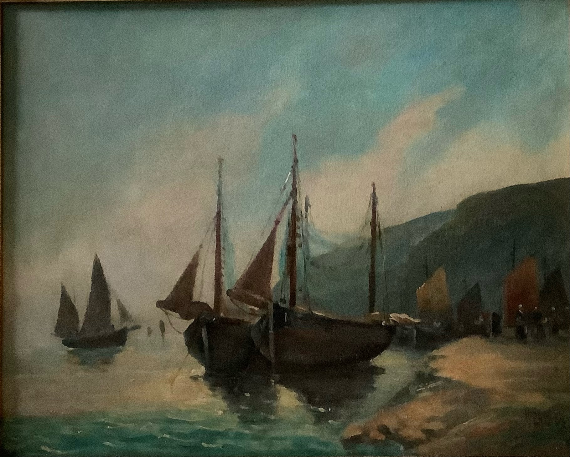 Jolie marine de Jules Vernier (1862-1937). 