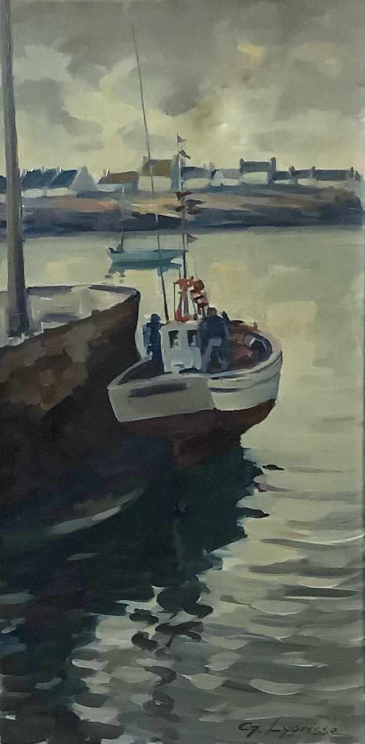 Port breton impressionniste de Georges Lygrisse (1914-2002). 