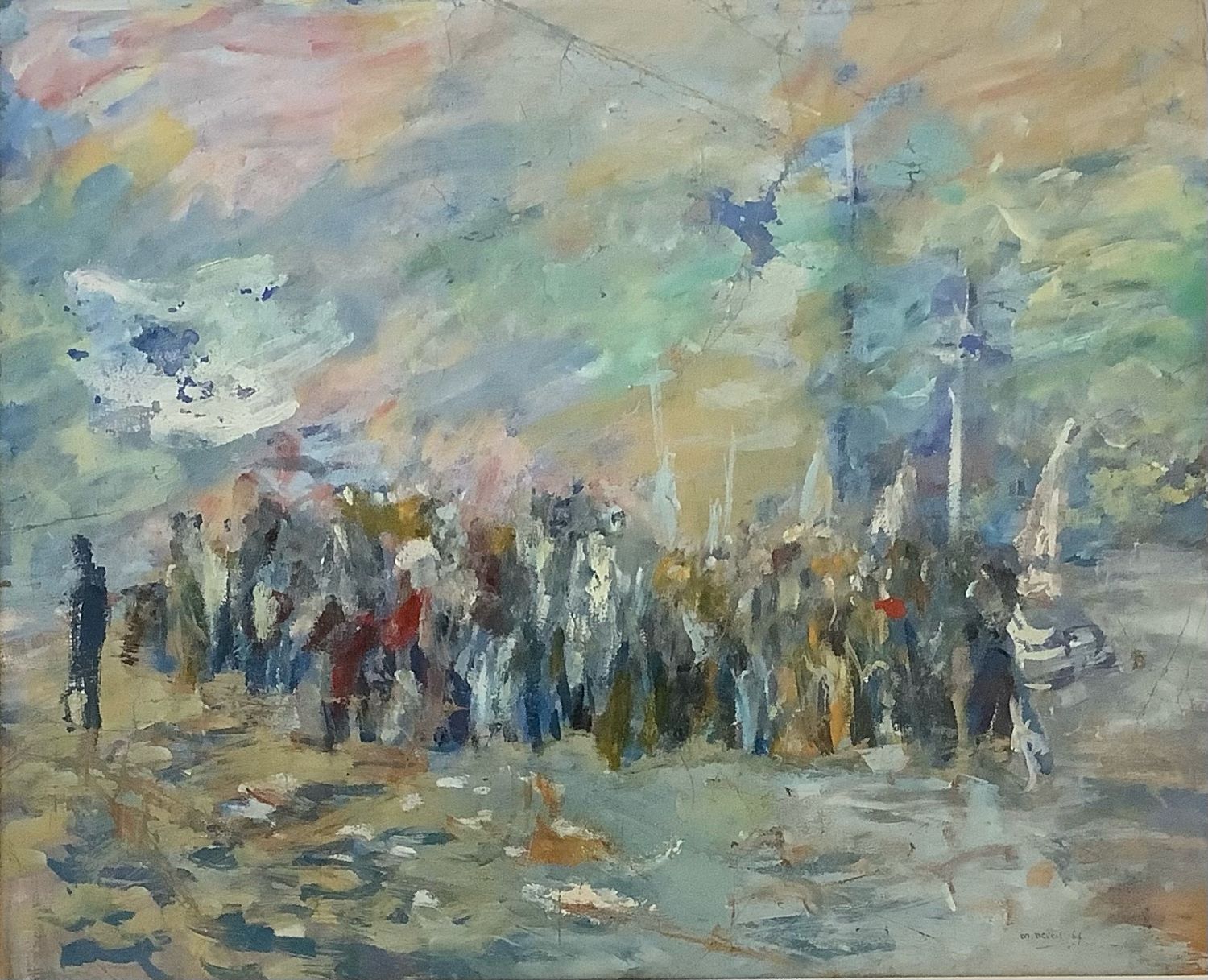 Gouache de Marcel Neveu (1935-1993) datée de 66.