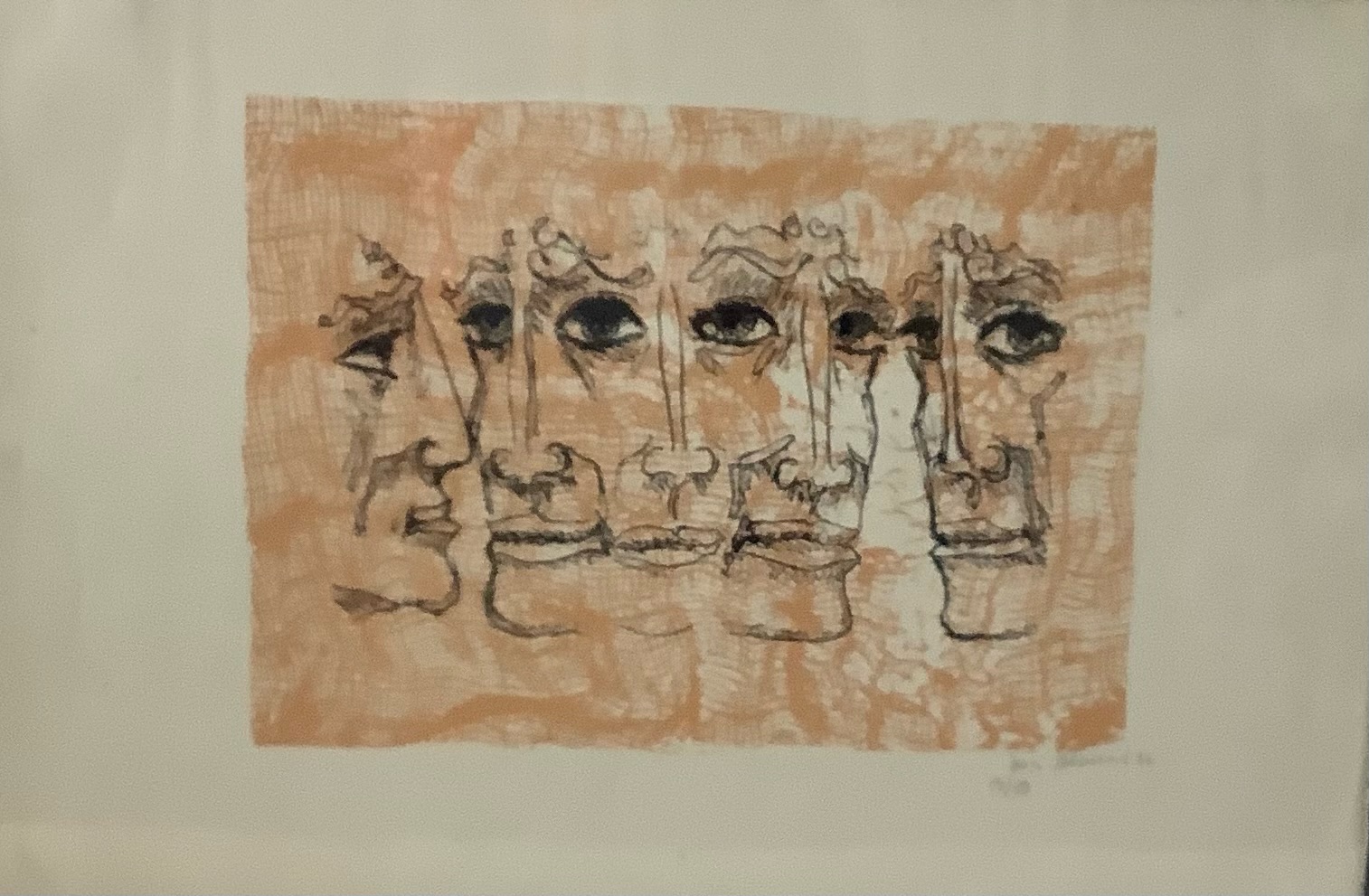 "Visages", lithographie signée et numérotée de Louis Molinari (né en 1932).  
