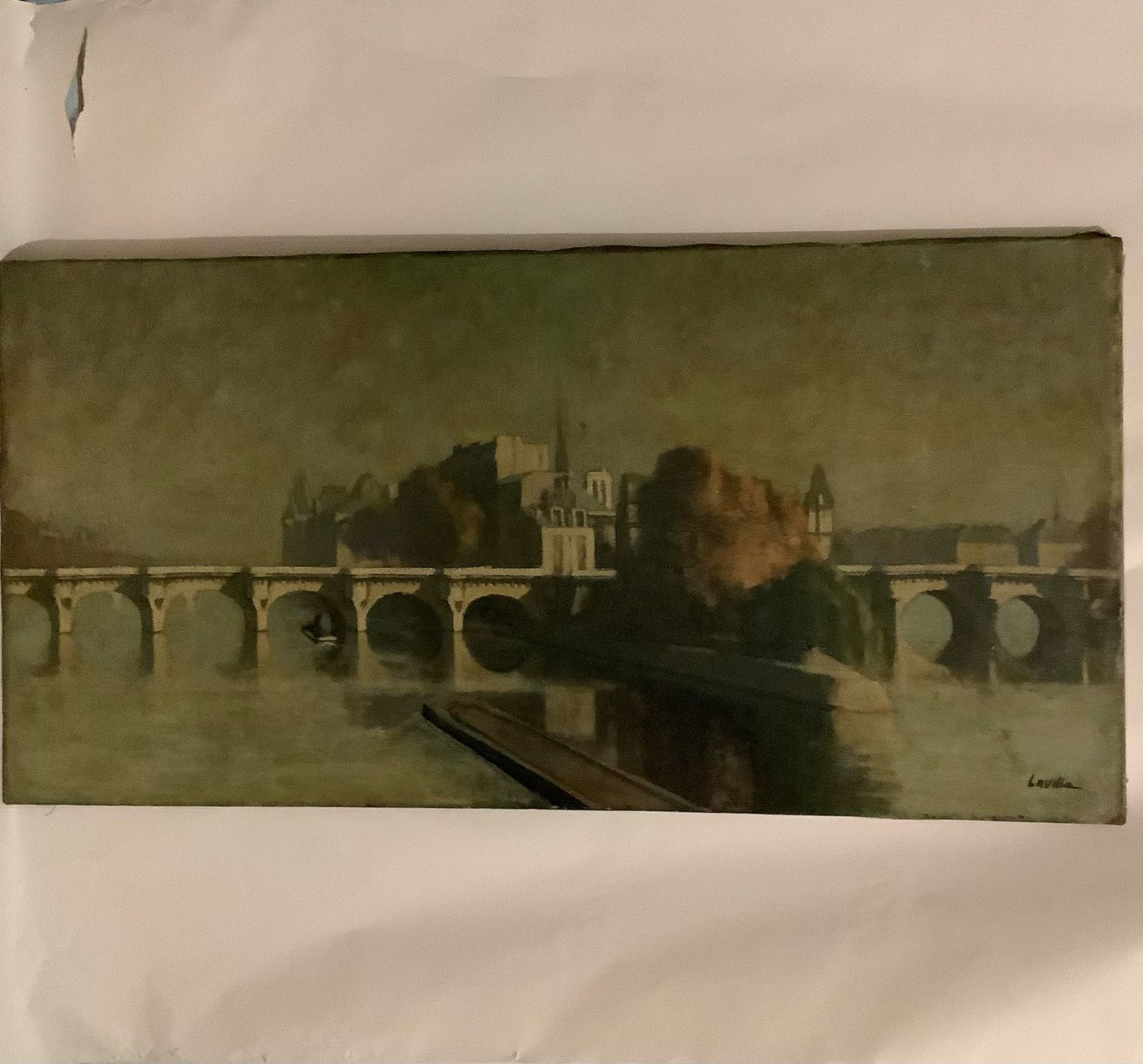 Vue du Pont Neuf à Paris, signée Laville