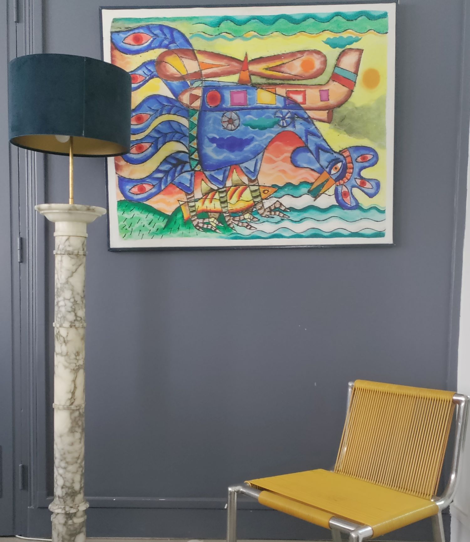 Non signé. Acrylique sur toile. 79 x 98 cm.