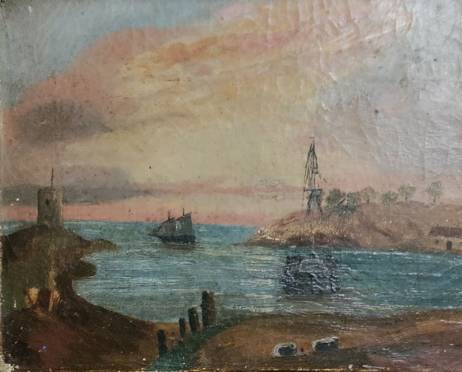 Petite huile sur toile. Rade de Brest ?