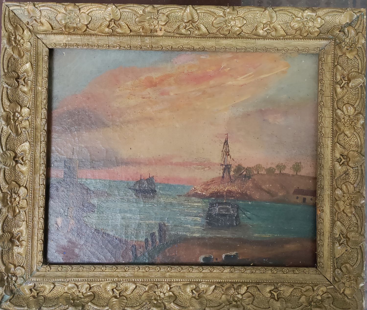 Petite huile sur toile. Rade de Brest ?