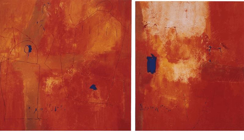Série peintures jaunes. Dyptique. Sans titre. Nicole Lantier (1999)