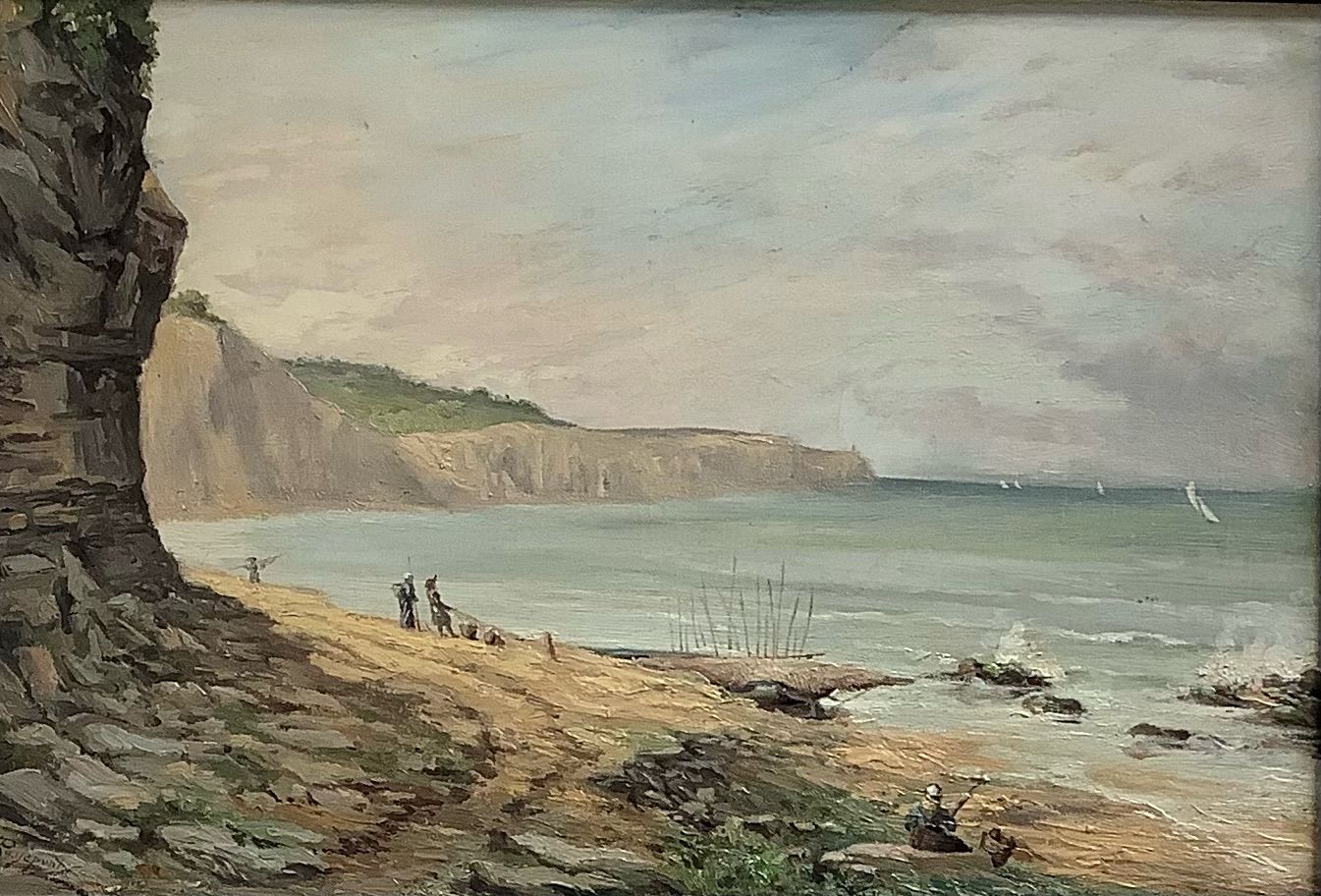 La pointe du Cabellou à Concarneau, paysage animé de Jules Passepont (né en 1850)