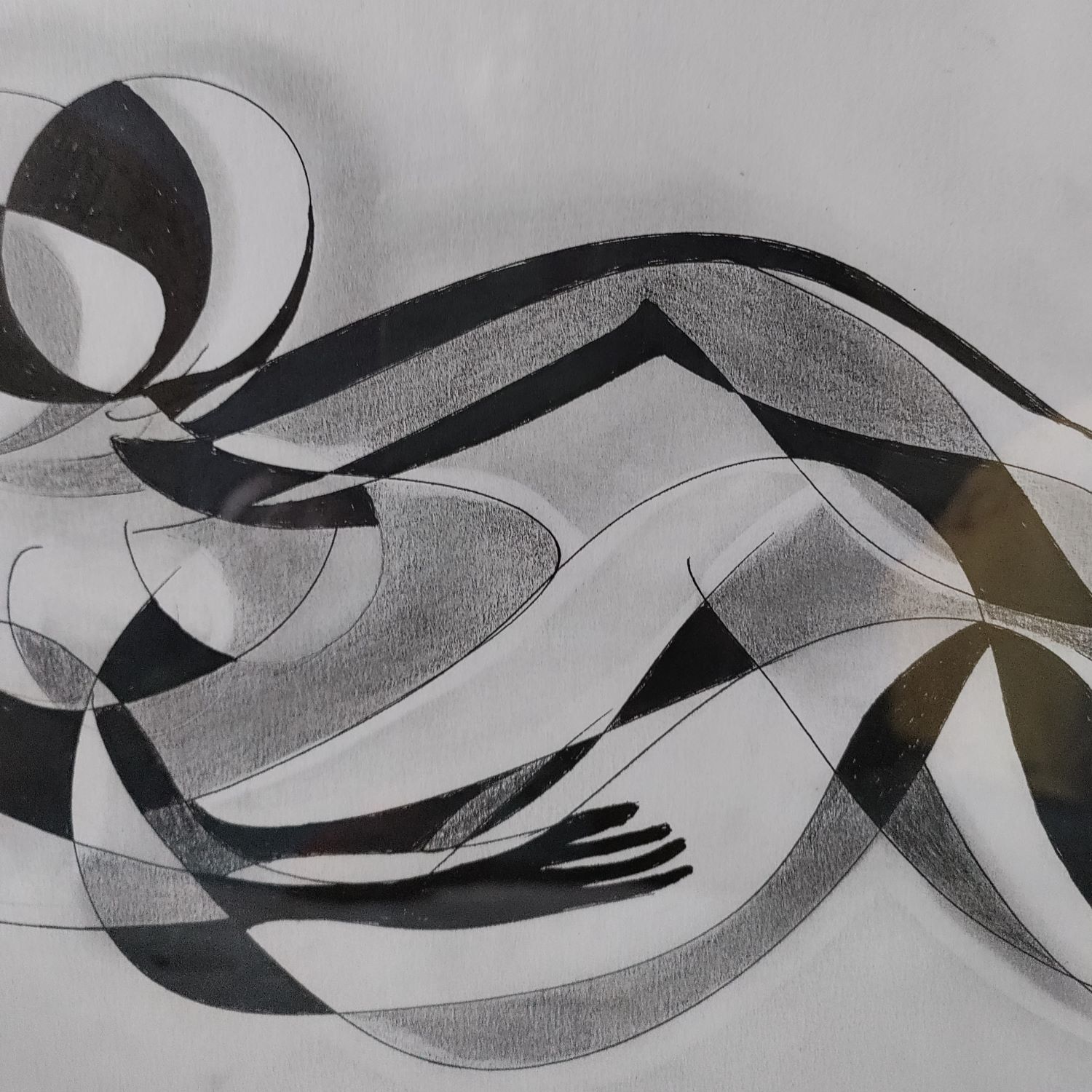 Couple enlacé de Roger Ménin (1925-2020). Encre et crayon sur papier. 24 x 32 cm.