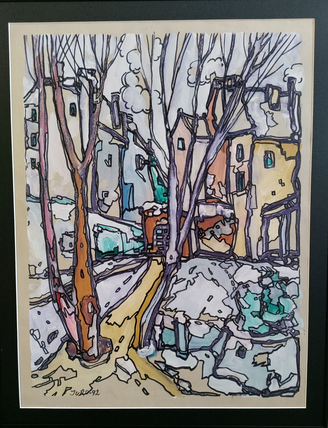 Vue de ville signée Juro