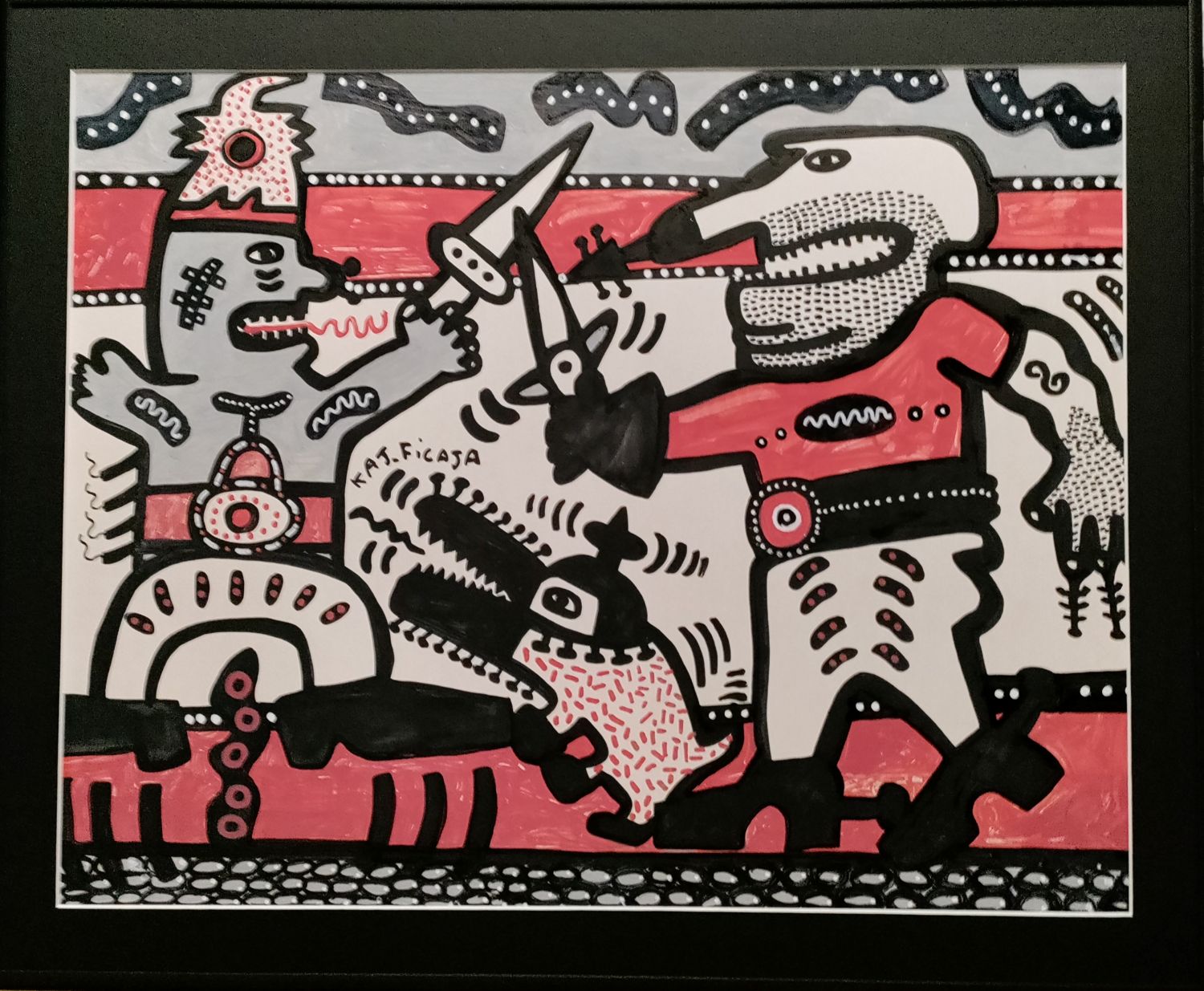 Kaj Ficaja. Gouache sur papier. 38 x 49 cm.