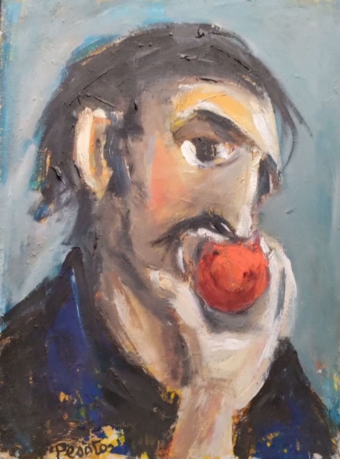Elie Pesatori (1923-2000), portrait de l'homme à la pomme rouge