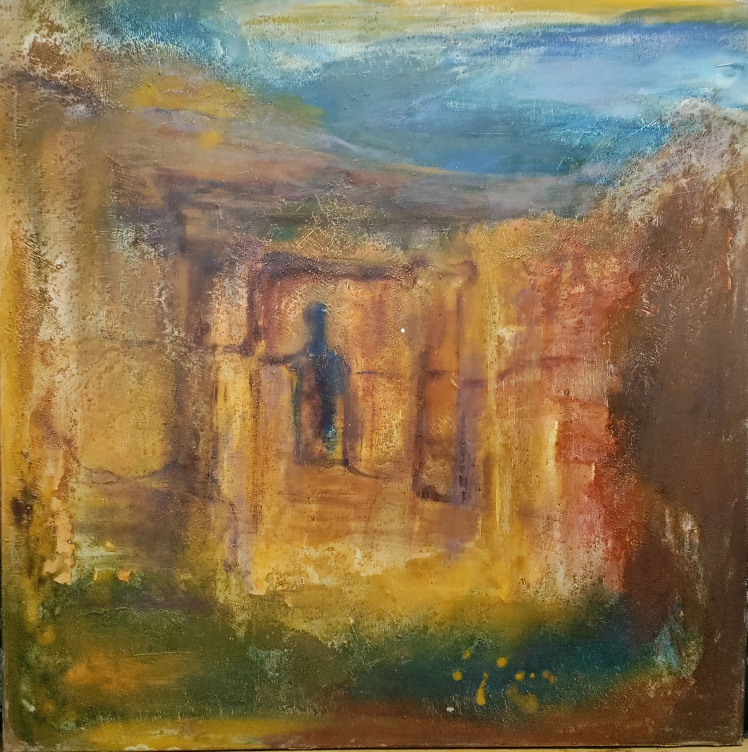 Nicole Breidt Roche. " La porte aux hibiscus ". Huile sur toile. 80 x 80 cm