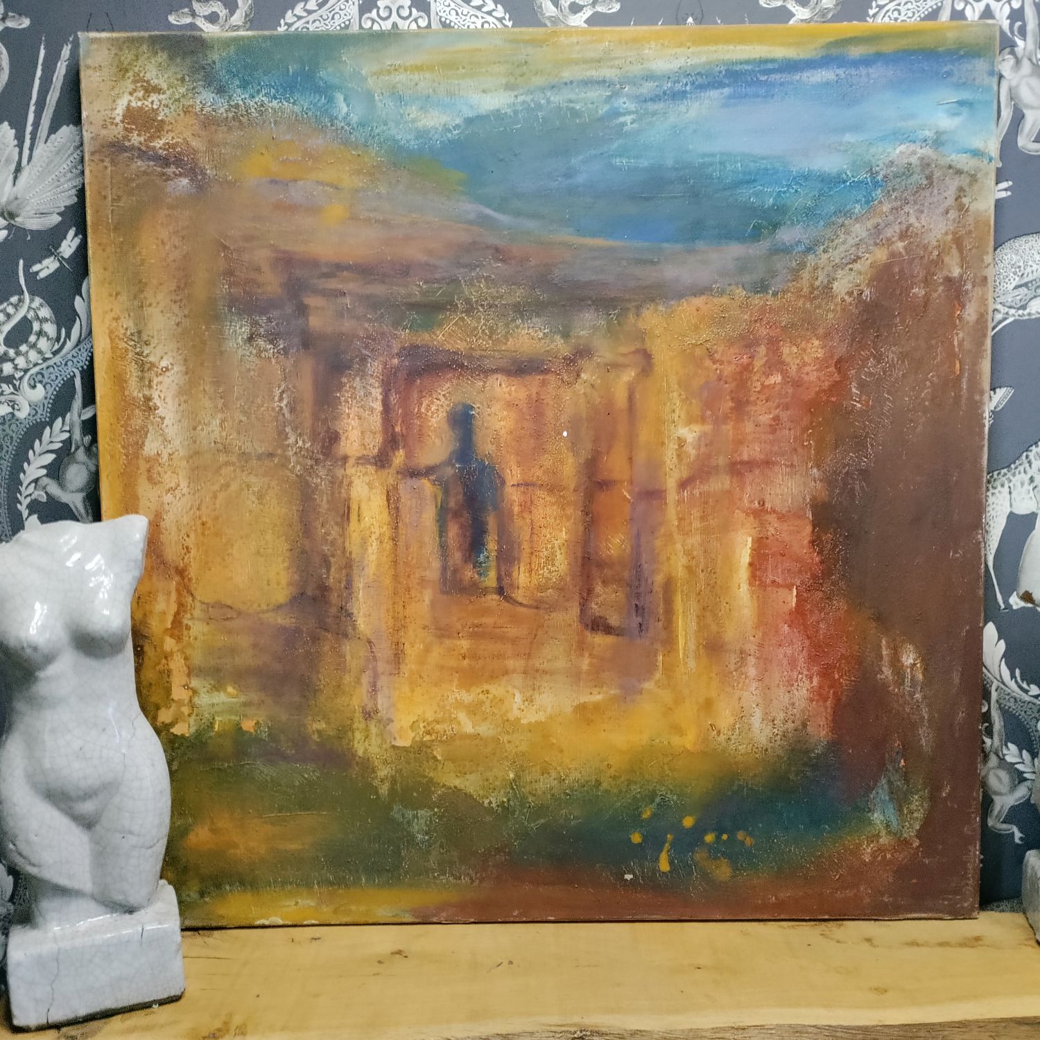 Nicole Breidt Roche. " La porte aux hibiscus ". Huile sur toile. 80 x 80 cm