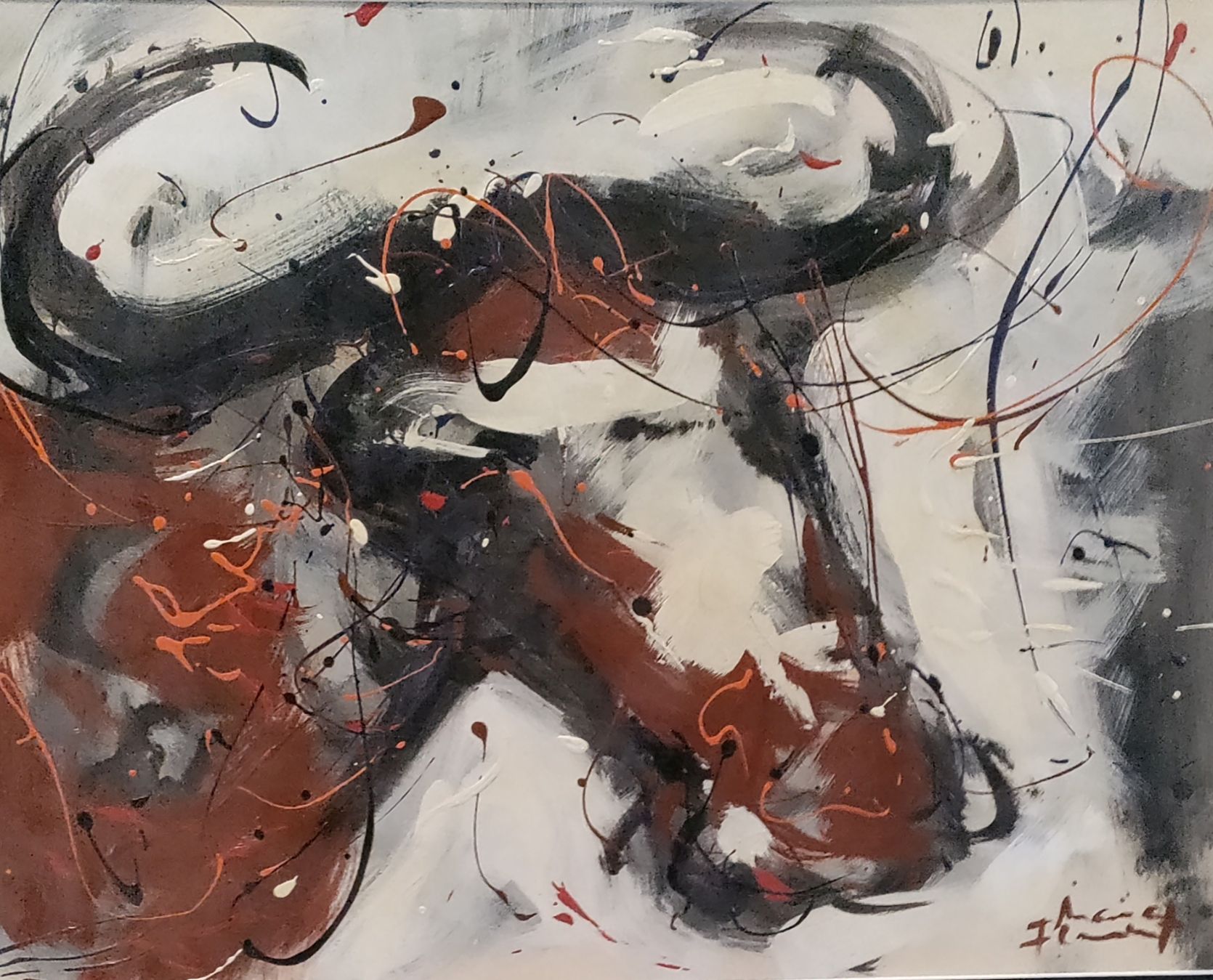 Marc Flament, tête de taureau. Acrylique sur carton. 51 x 66 cm.