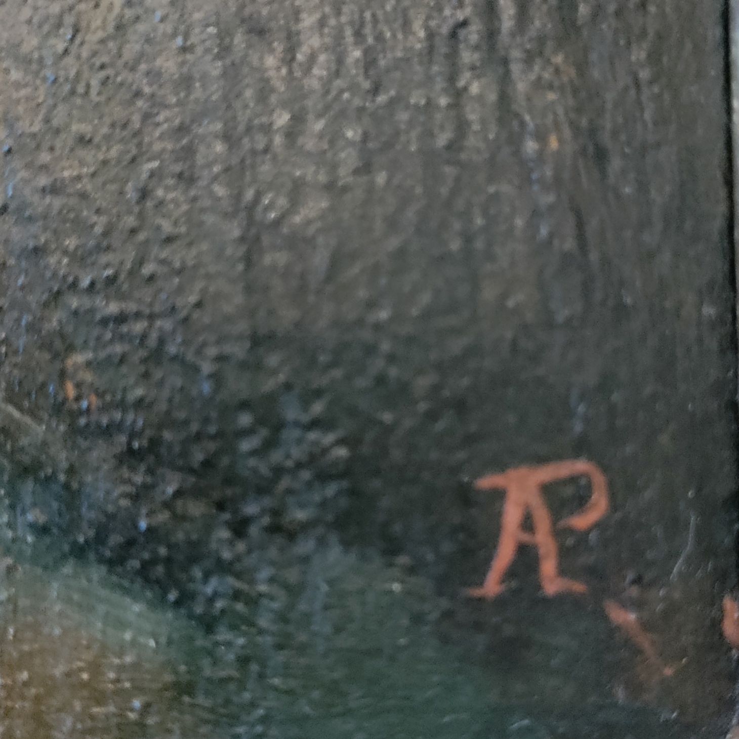 Petit format monogrammé AP.  Huile sur panneau. 14 x 10 cm.