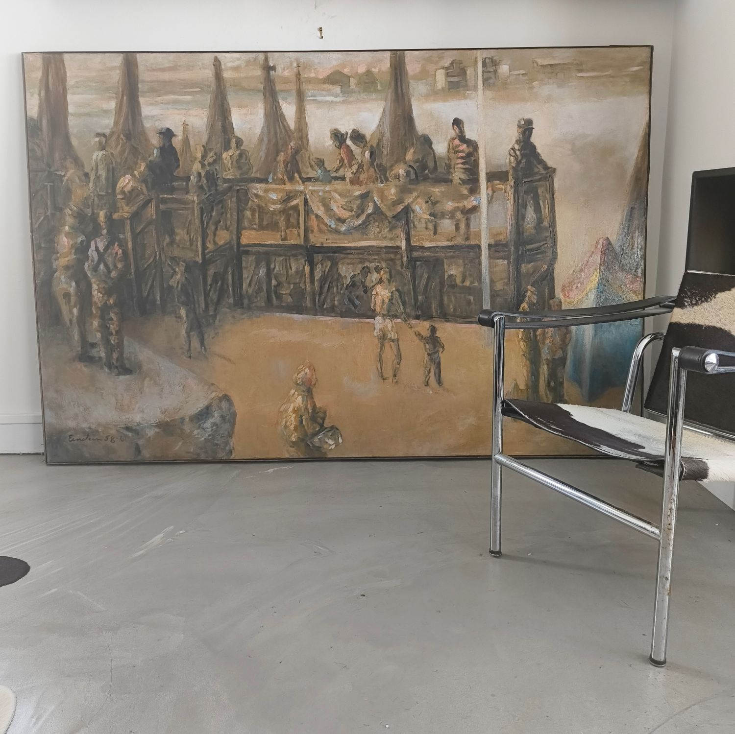 William Einstein (1907-1972). Huile sur toile datée 58-61. 130 x 195 cm.