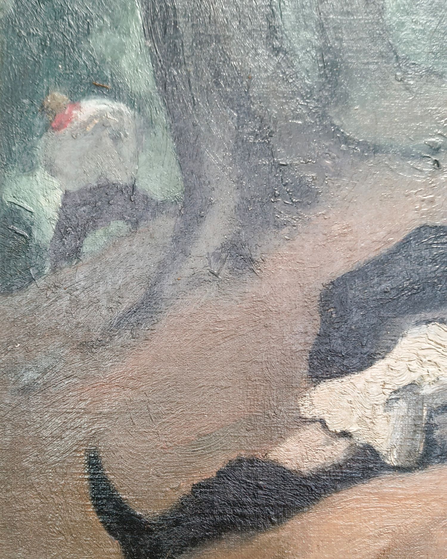 René BESSERVE (1883-1959). Huile sur panneau. 41 x 30 cm. Etiquette de titre au dos : "Un satyre passa."