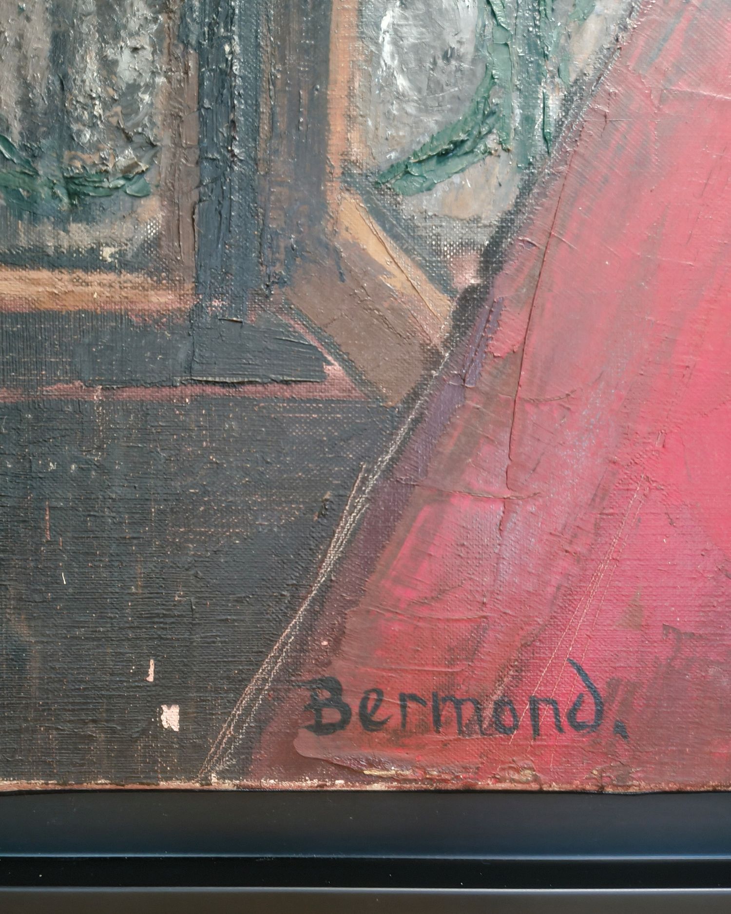 Marguerite Bermond (1911-1991) dite Marg. Huile sur toile titrée au dos "le philodendron" et datée de 1953. 120 x 80 cm.